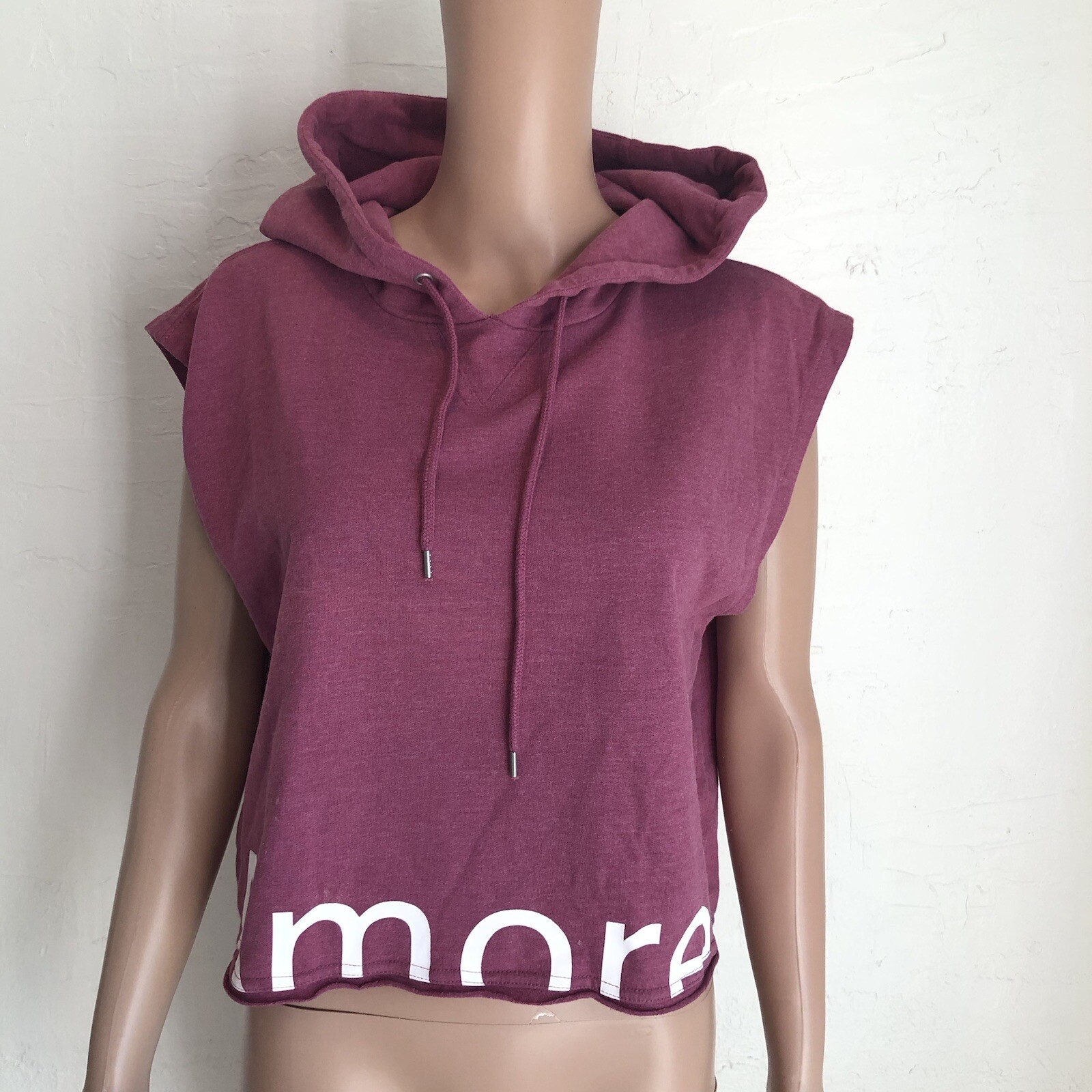 Forever 21 Cropped Hoodie Fleece Tank-Top Marron Women’s Size M Activewear Tee