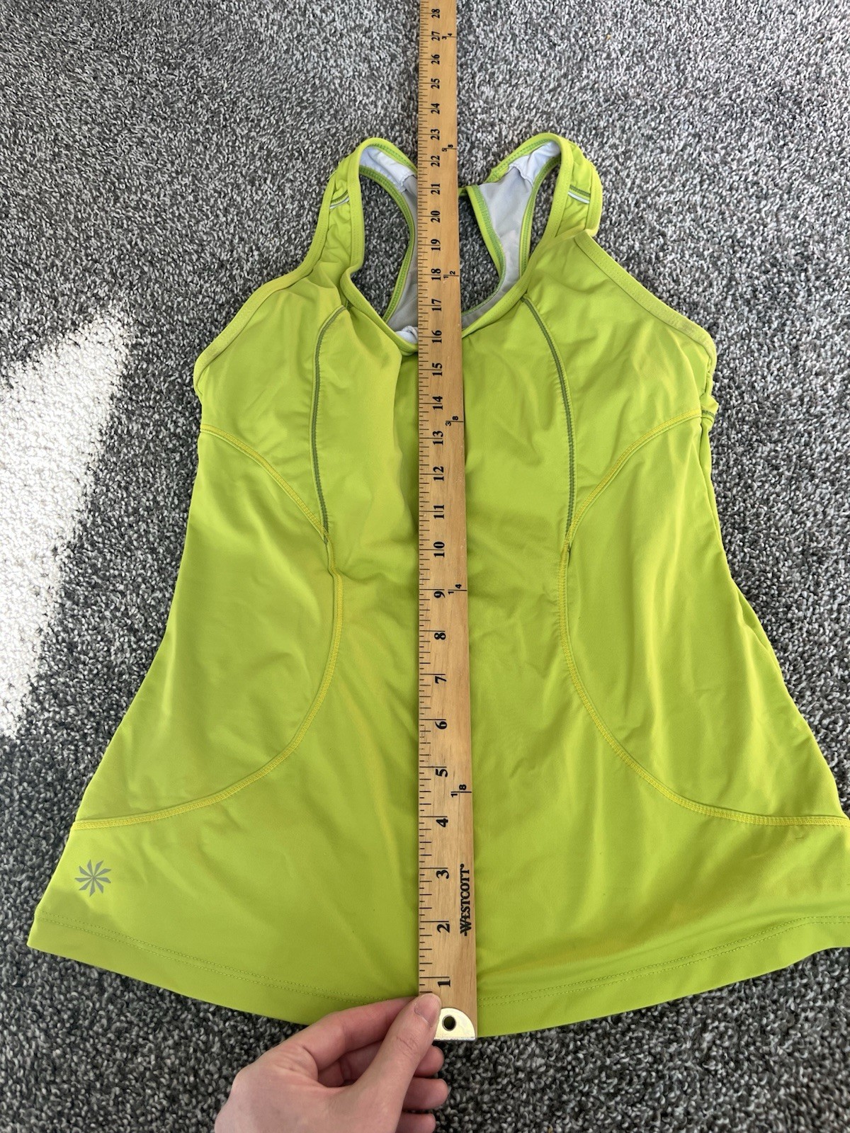 Athleta Racerback Tank Top Medium Chartreuse Built In Bra. A2