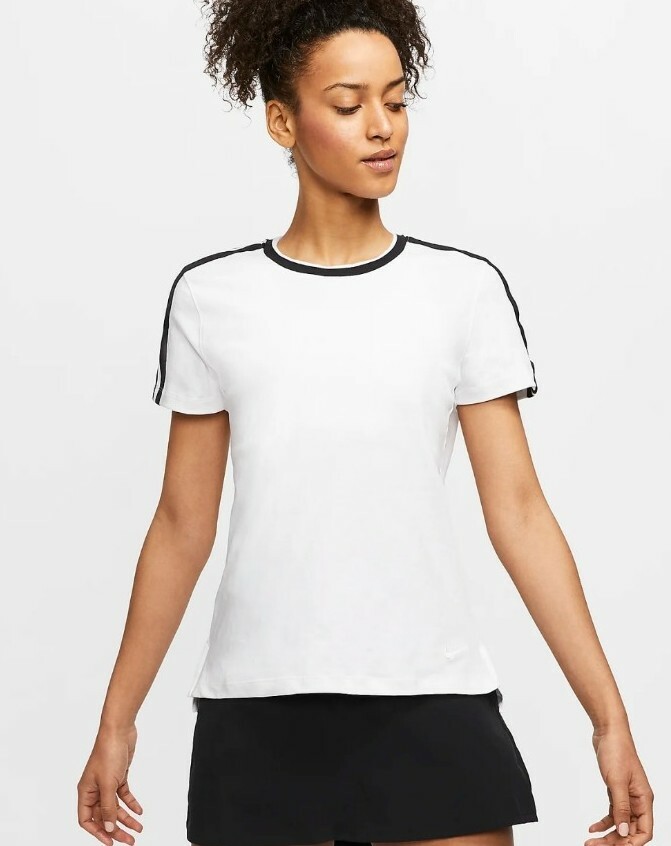 Nike  Dri-Fit UV Contrast Trim Fairway Women Golf Shirt BV0237-100 White XS