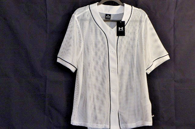 Under Armour Women’s White/Black Open Mesh Baseball Jersey Size Medium NWT