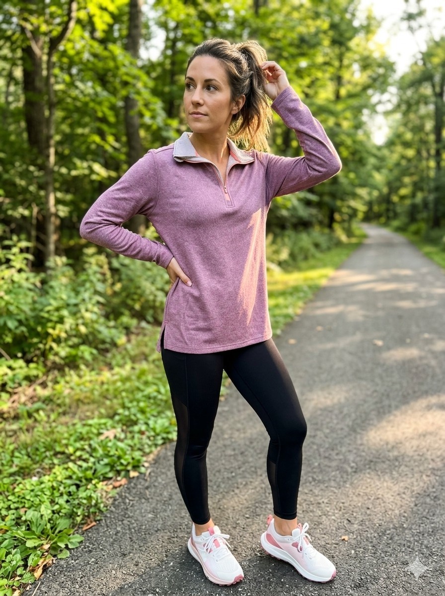 Maelreg Women’s 1/4 Zip Pullover Jacket Size M Purple Heathered Sporty Knit