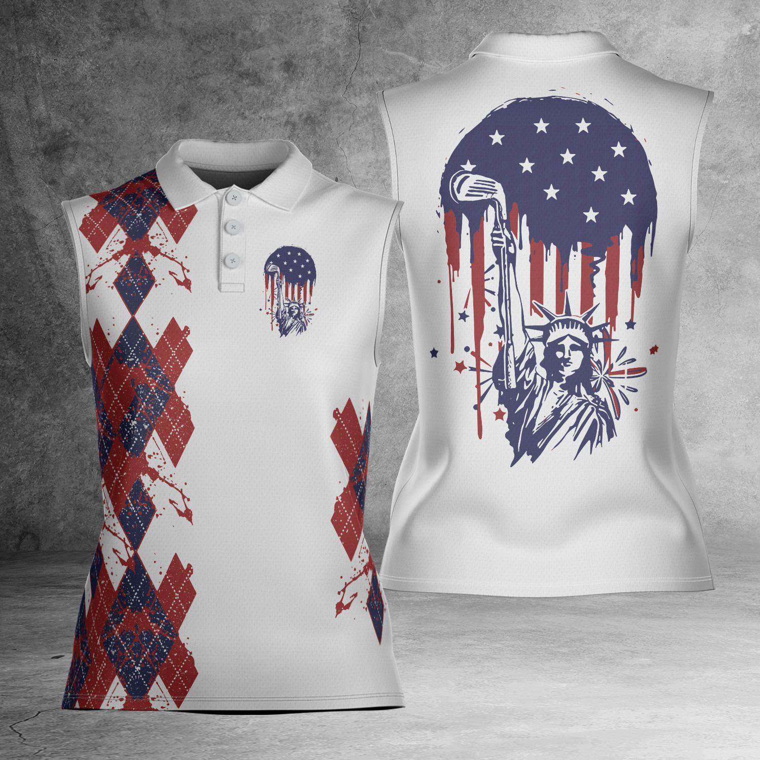 Statue of Liberty 4th Of July Women Golf Apparel Women Sleeveless Polo XS-4XL