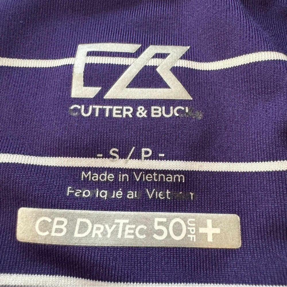 Cutter & Buck Clemson Tigers DryTech 50+ Purple Striped Quarter Zip Mock Neck S