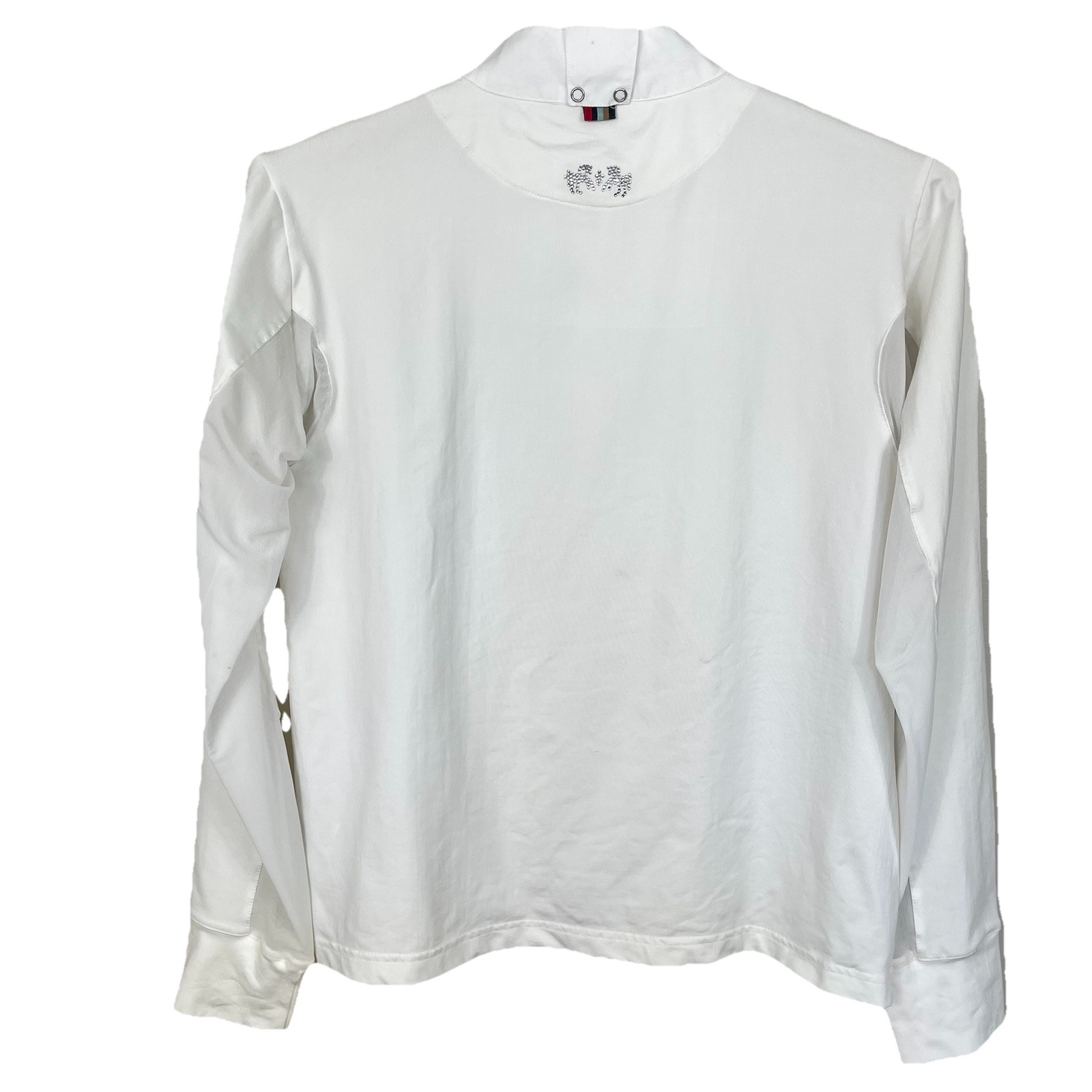Equine Couture Rio Show Shirt Women XL White Equestrian 1/4 Pearl Snap Horse Grl
