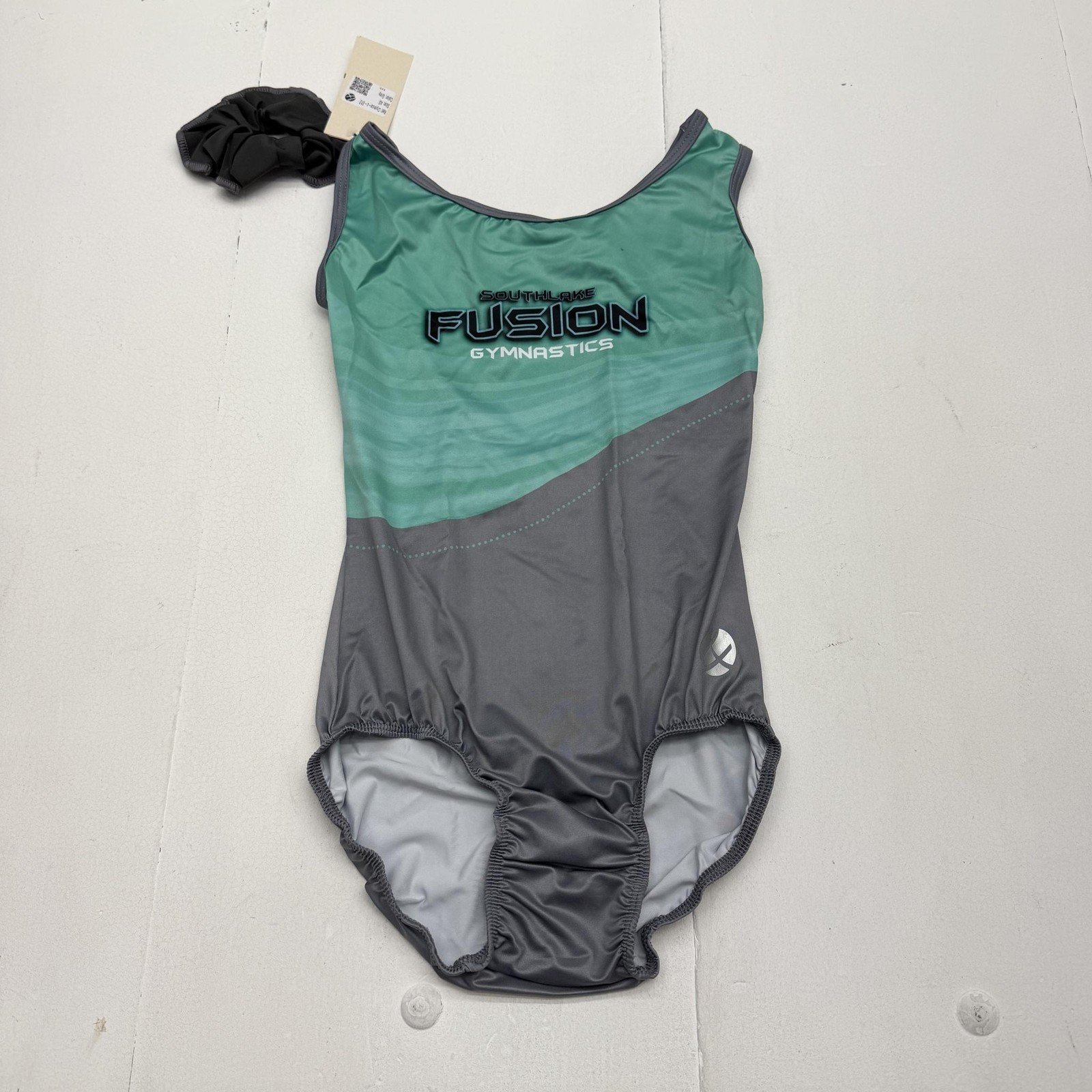 Bold&Grit Leotard Womens S Gray Green Southlake Fusion Gymnastics Scrunchie YMCA