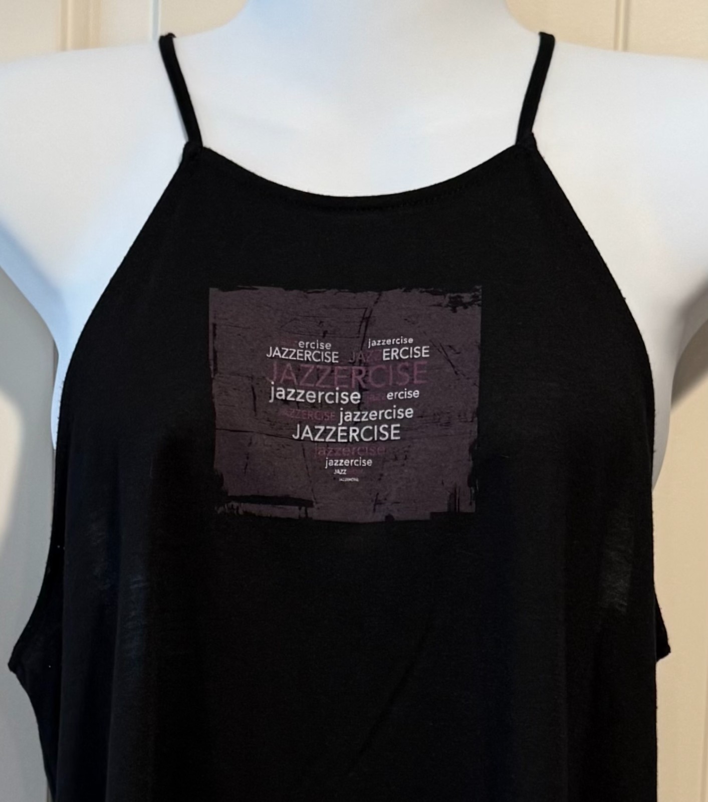 Jazzercise Black Polyester Viscose Tank Top – Women’s Small
