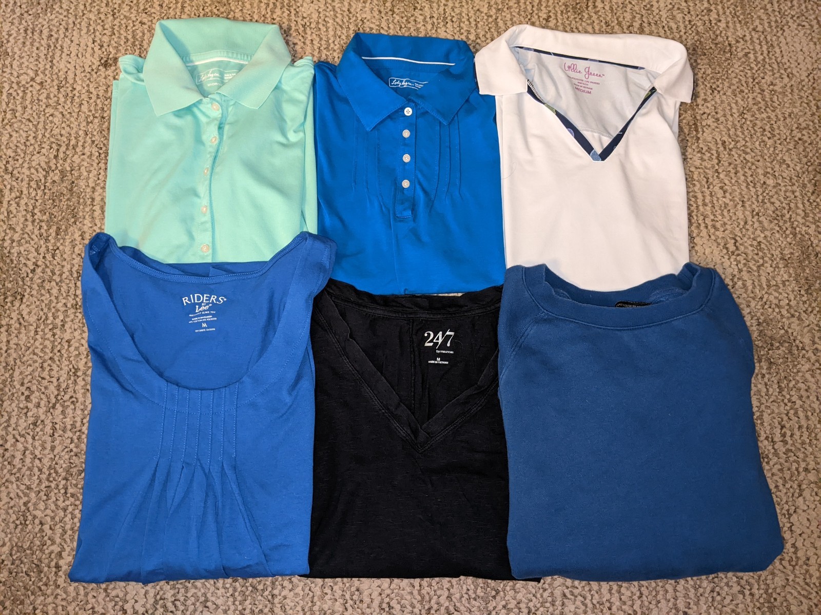 Lot Womens Medium Tops Polo Shirts Lillie Green Lady Hagen Lee Tennis Blue