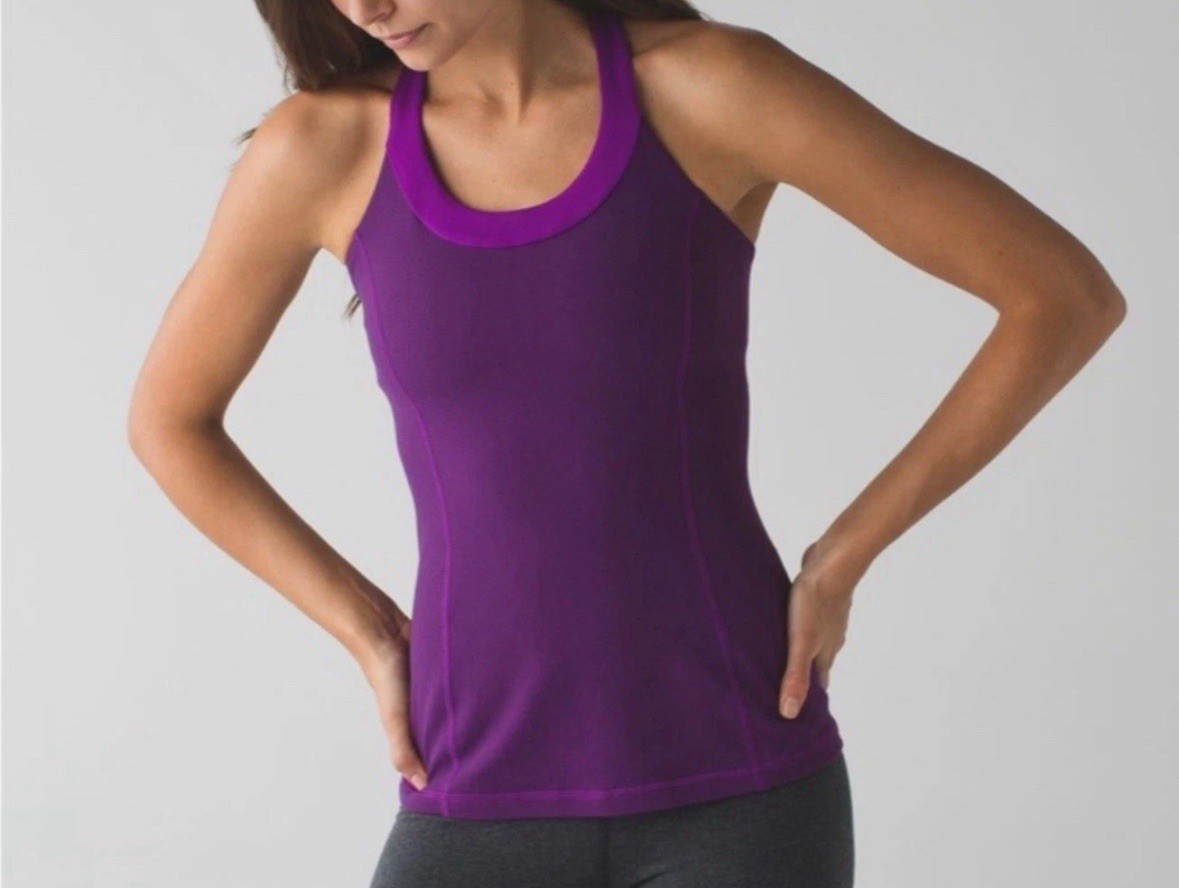 Lululemon Enhearten Wee Stripe Tender Violet Purple Tank Top Women’s Size 8