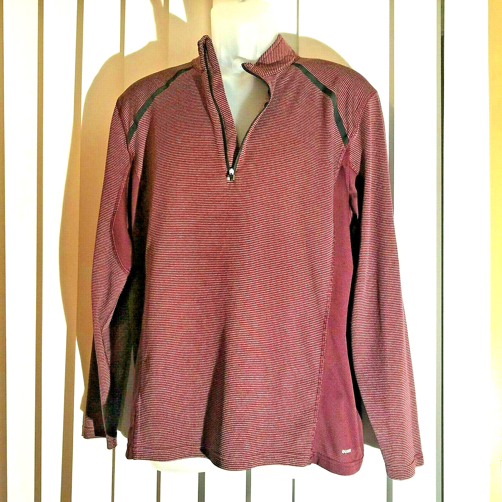 Champion DuoDry, Semi-Fitted, Long Sleeve, 1/4 Zip, Shirt, Size Large, Soft, Red