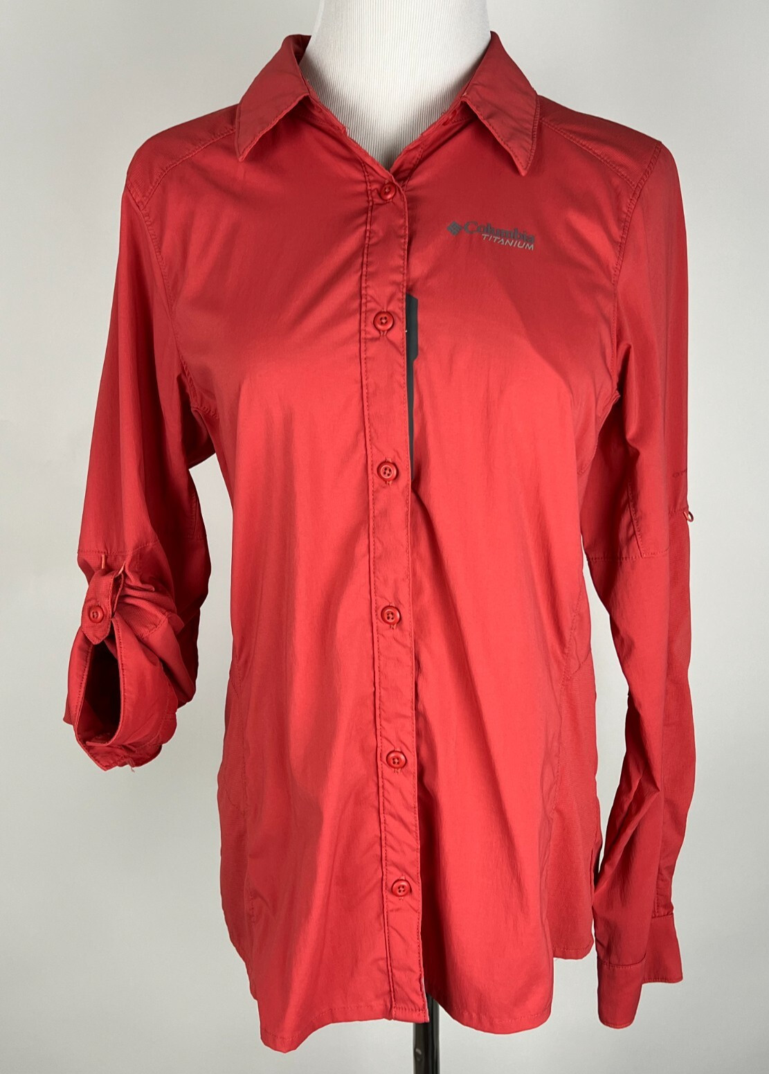 COLUMBIA Titanium Roll-up L/S Vented Omni-Shade Performance Shirt – S, Coral