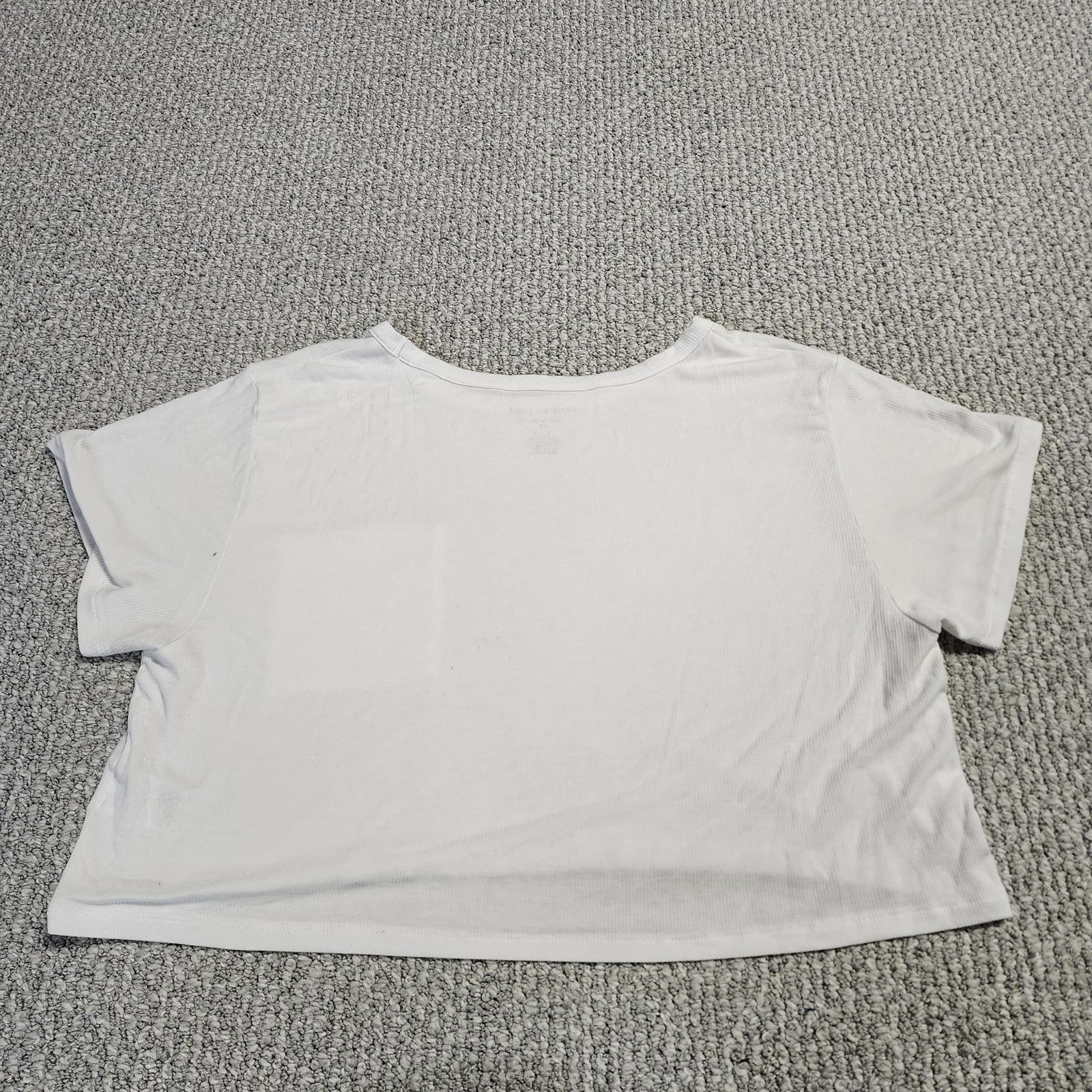 American Eagle Soft & Sexy Rib White Crop Top T-Shirt Large