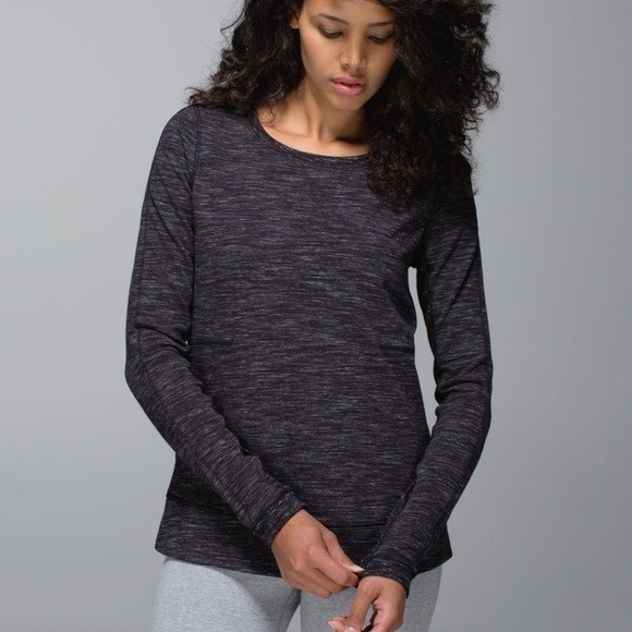 Lululemon Exhalation Crewneck Pullover Sz 4 Sweatshirt Top Heather Gray Run Yoga