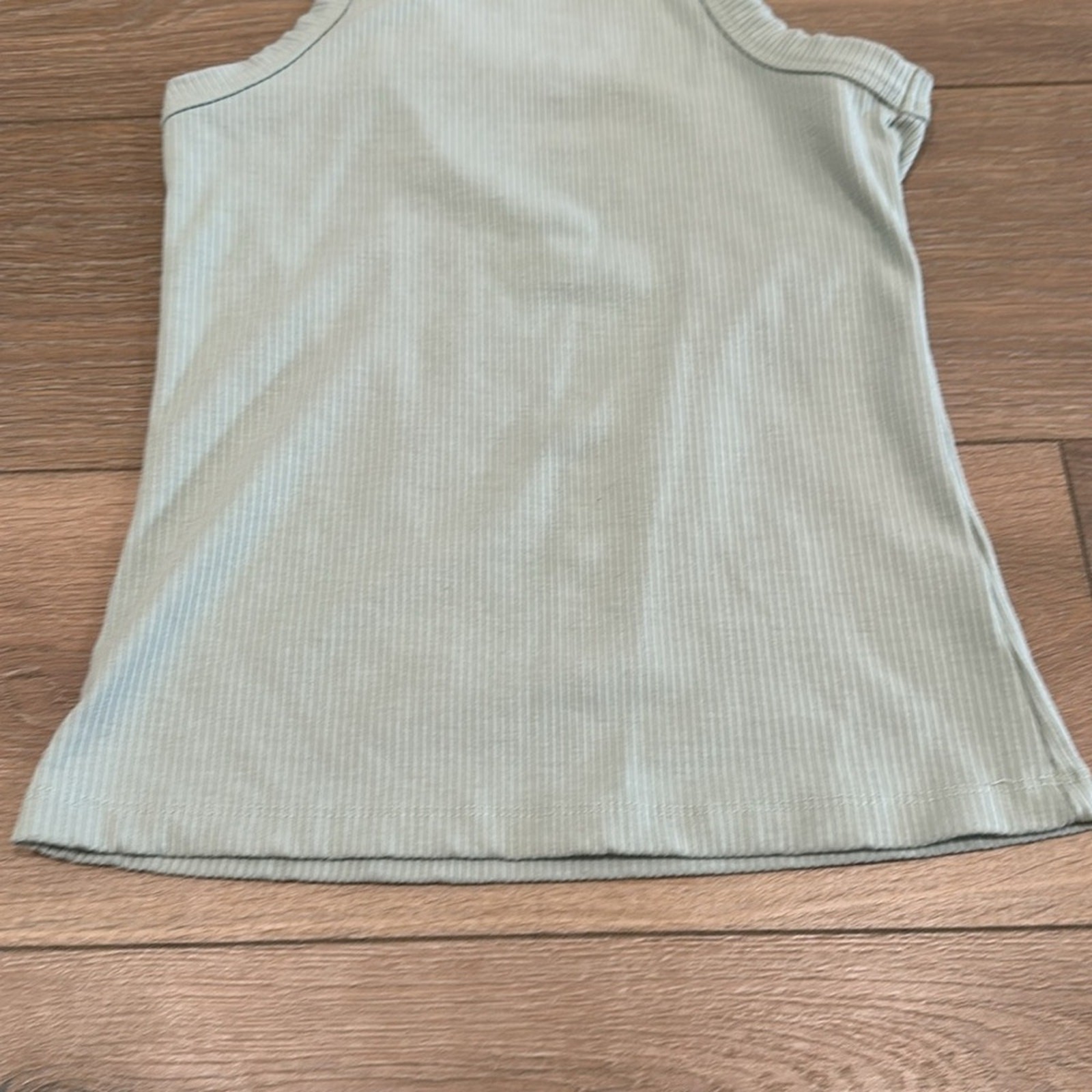SAVVI Sage Green Ribbed Polyester Layer Workout Active Casual Tank Top Size S