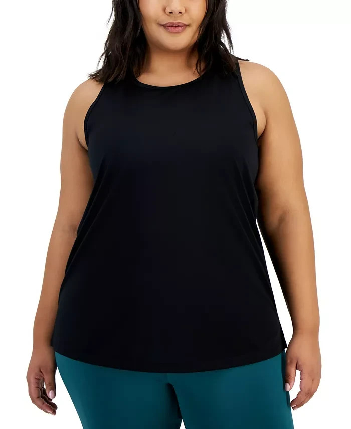 ID Ideology Plus Size Solid Birdseye Mesh Racerback Tank Top Women’s 1X Black