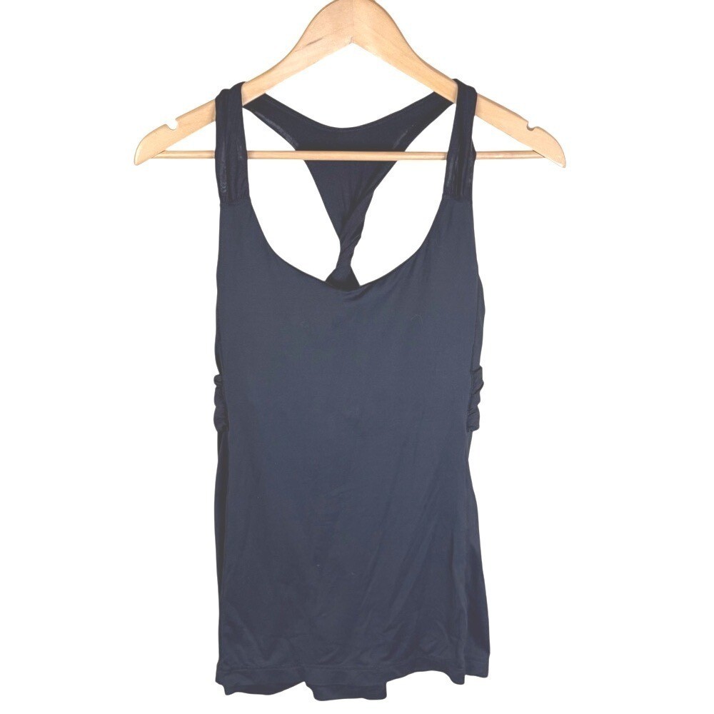 Lululemon Twisted Racerback Adjustable Bra Tank Top Black Size 4 Pads Included