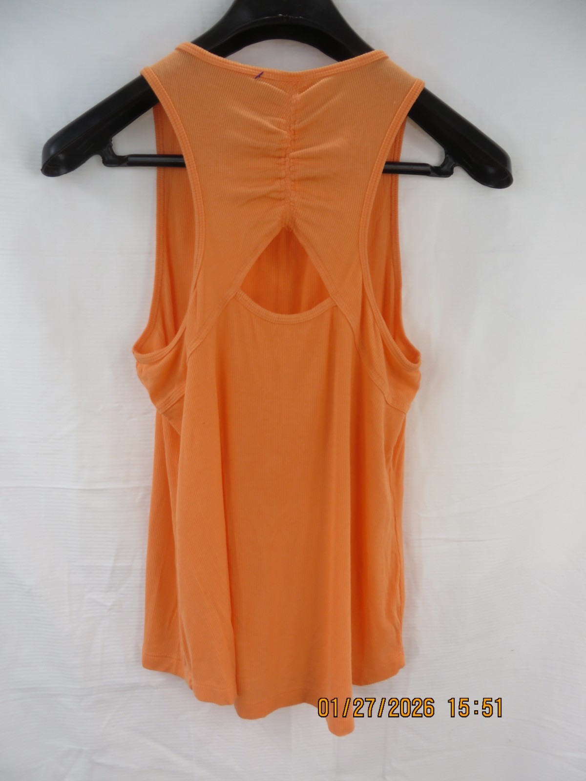 AVIA SZ M (8-10) Rayon/Spand NWOT Peach Ruched Back Soft Active Tank Top Shirt