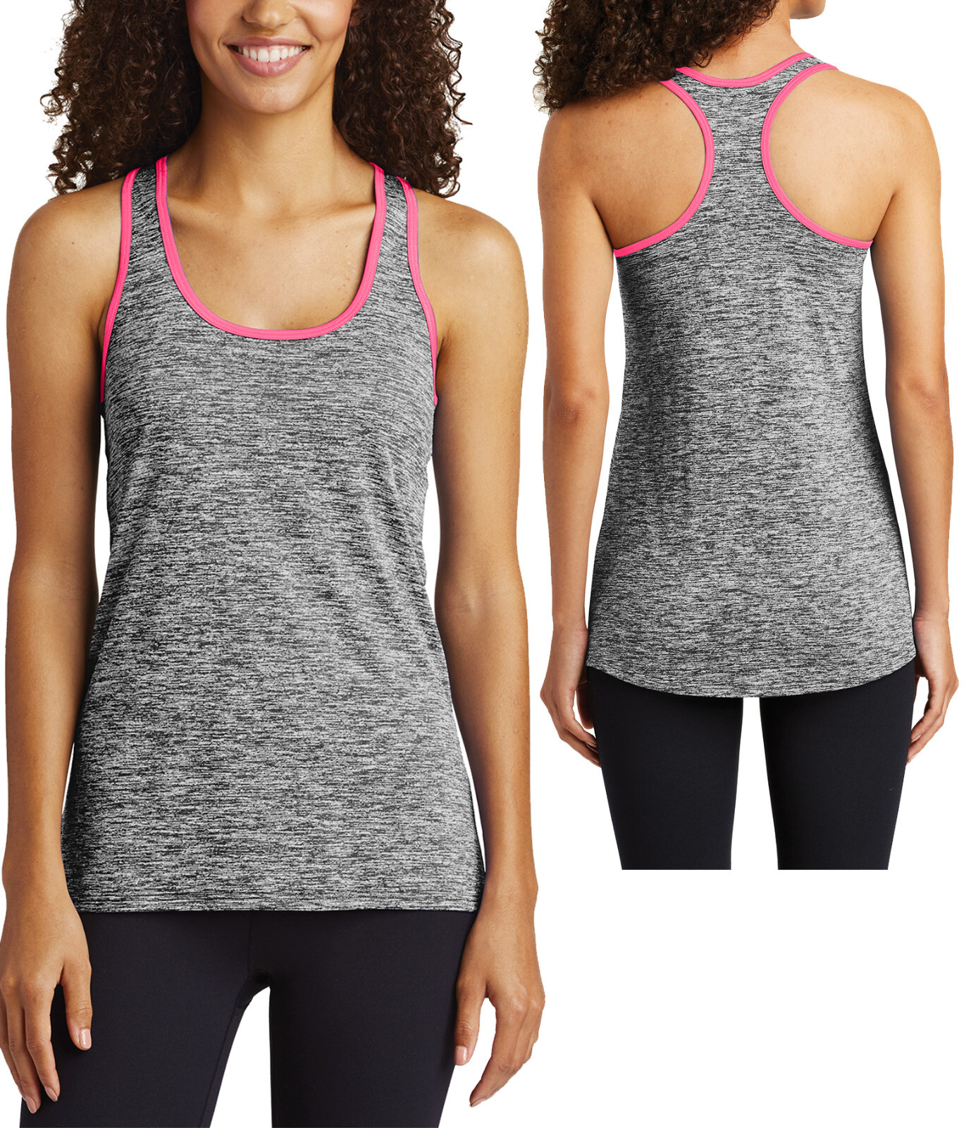 Womens Electric Heather Moisture Wicking Racerback Tank Top Ladies XS-4XL NEW!