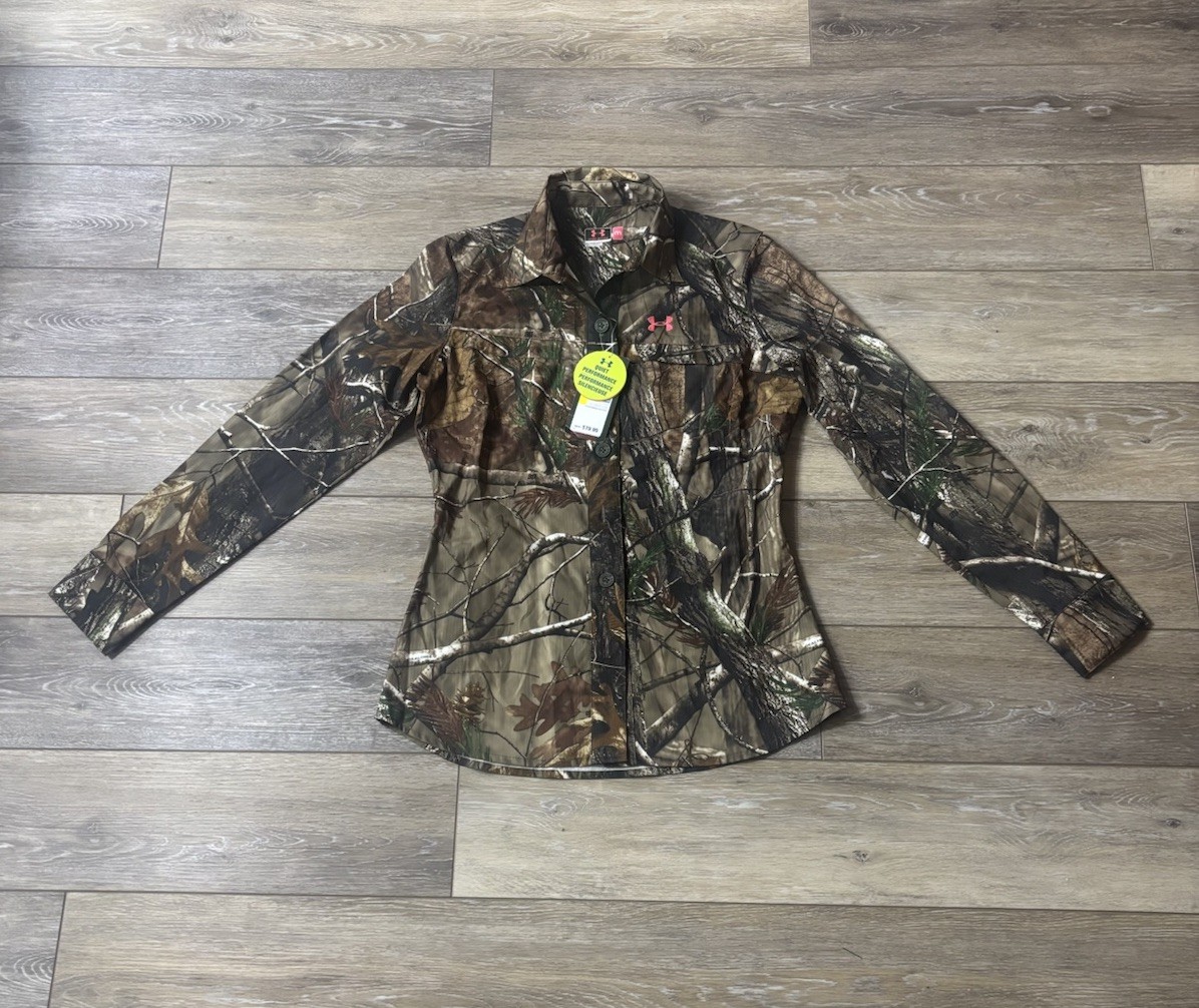 Under Armour Field Shirt Sz M Camo Realtree Quiet Performance Outdoor Hunt NWT