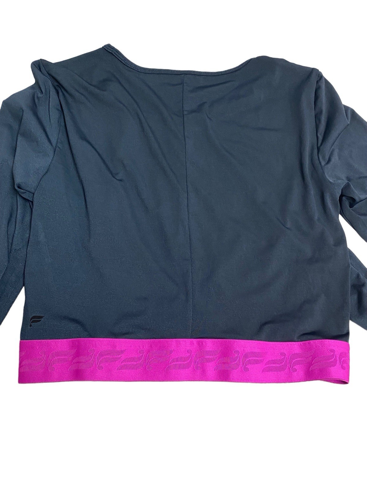 Fabletics PIA Front Twist Top Wide Elastic Bottom Band Thumbhole Cuffs Sz Large
