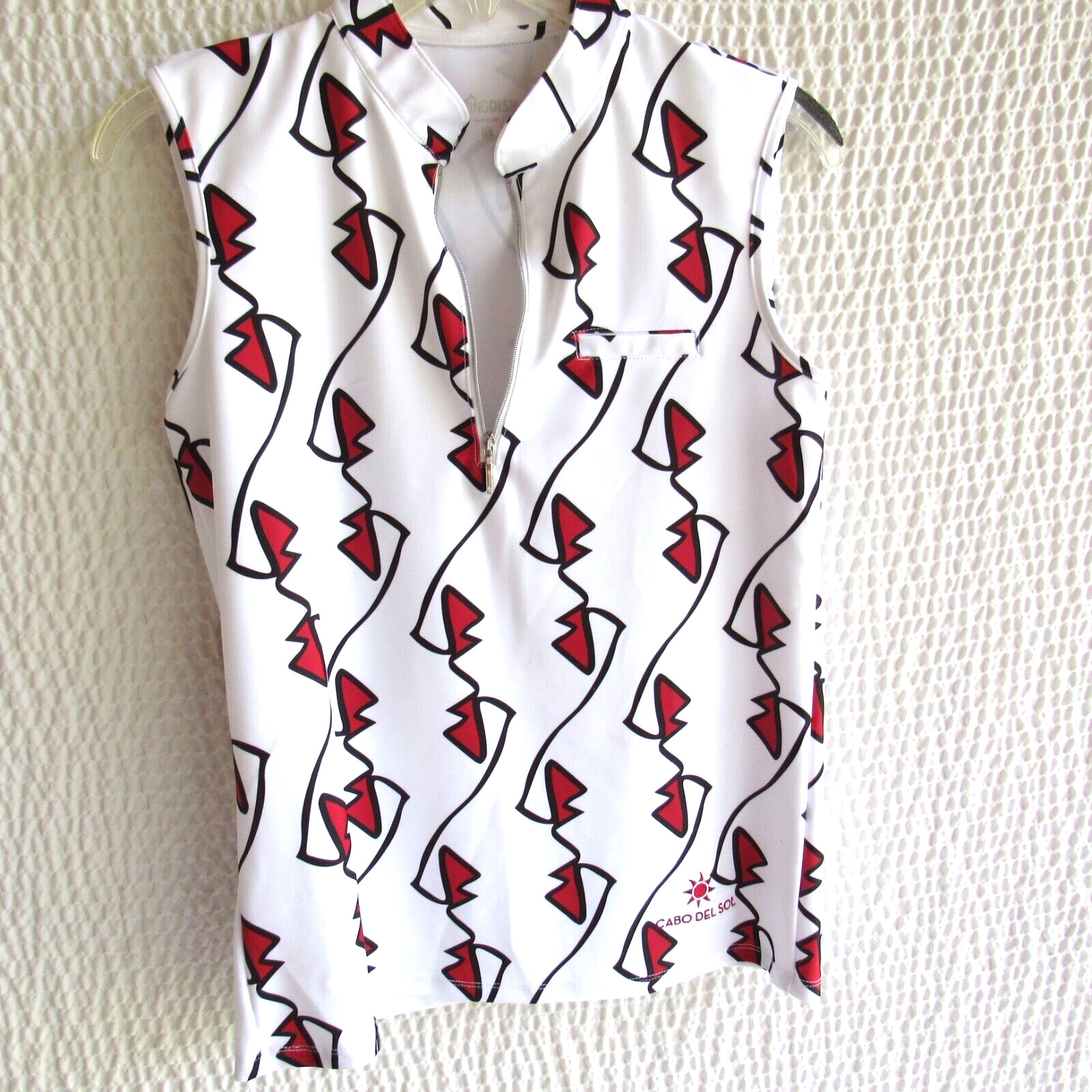 Swingdish Tennis Top Abstract XS White Red Black Made USA 1/4 Zip Pickleball