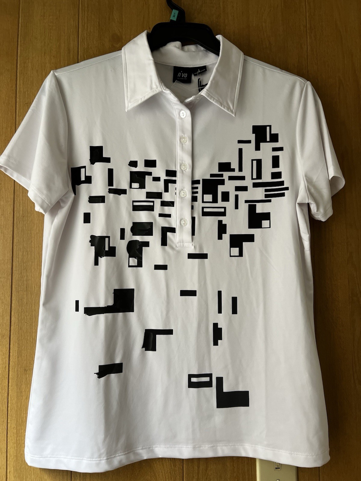 Nivo sports Womens Top Polo Shirt Size Large White Geometric Short Sleeve