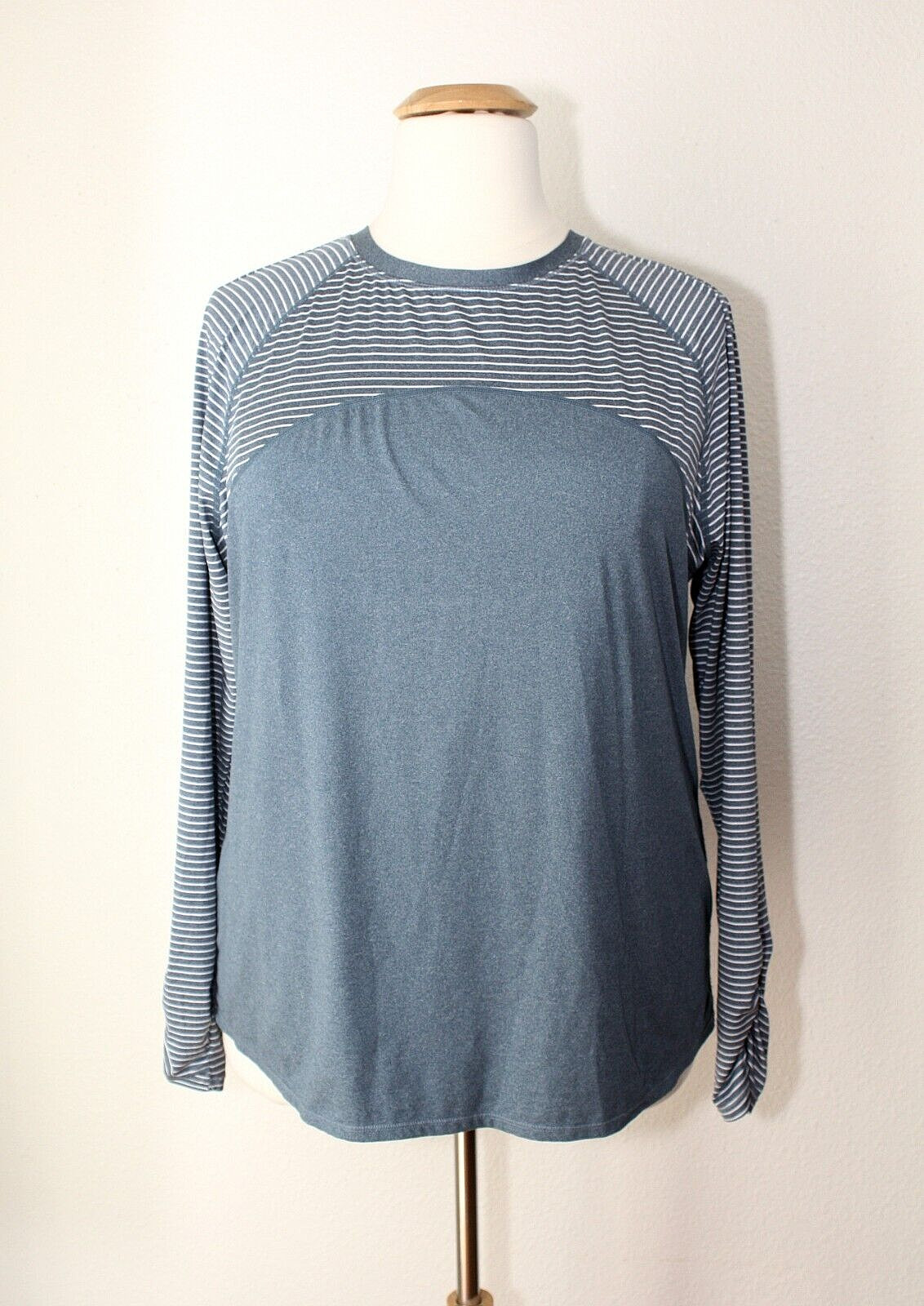 Athlesure AVIA Sportluxe LS Knit Top Plus 3XL Gray White Stripes Solid #03