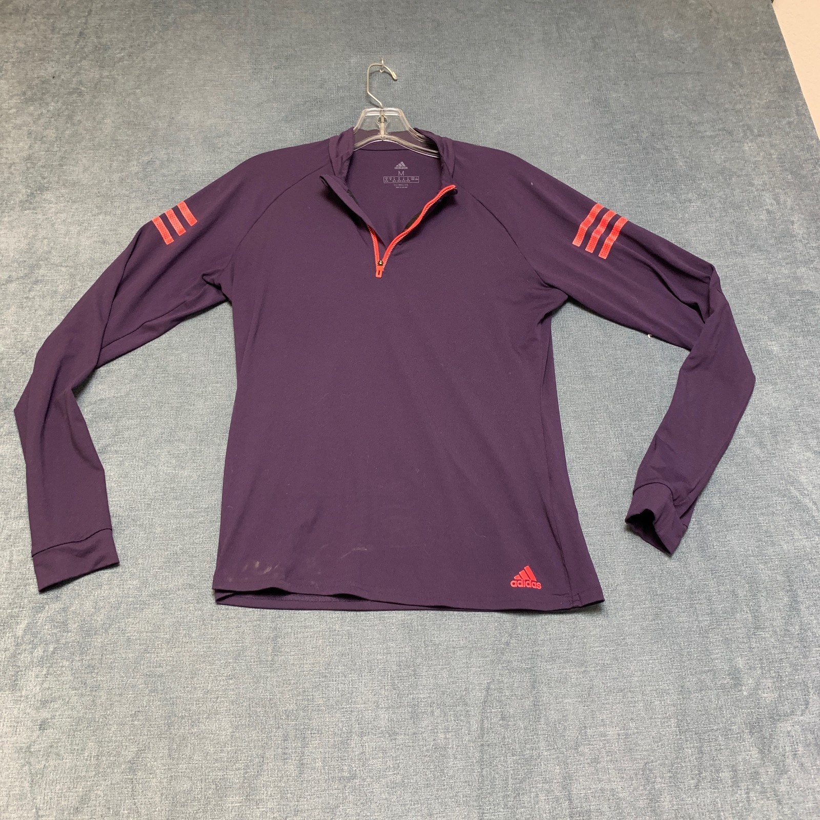 Adidas Climalite Performance Club Midlayer Tennis Top Womens M Purple 1/4 Zip