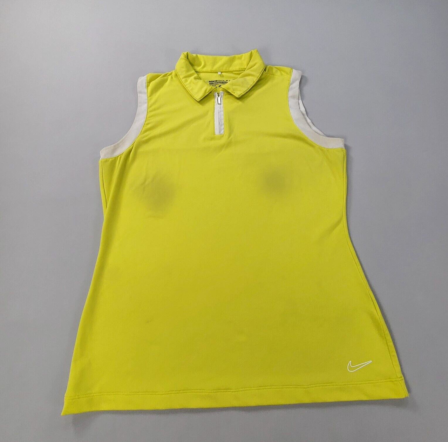 Nike Polo Shirt Womens Medium Yellow Golf Dri-Fit Tour Performance Ladies