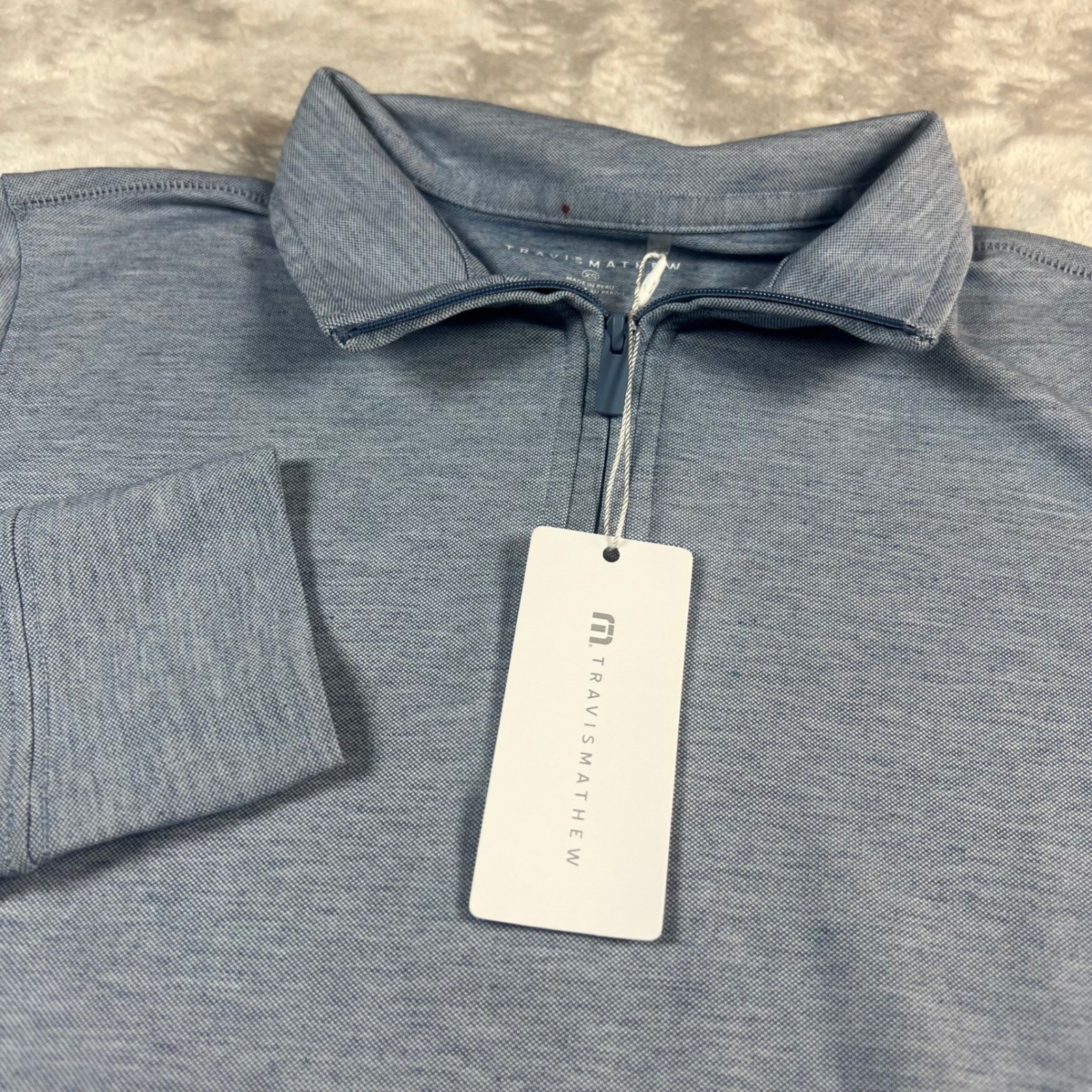 NWT Travis Mathew Women’s XS Featherweight Active Zip LS Blue 1LF077 Quarter Zip