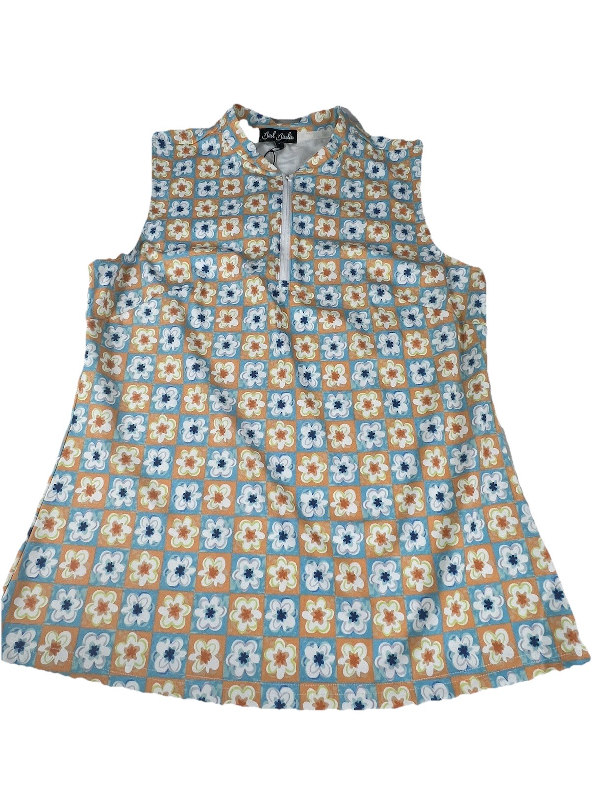 Bad Birdie 1/4 Zip Polo Women’s Medium Blade Sleeveless Flower Power UPF50+ New