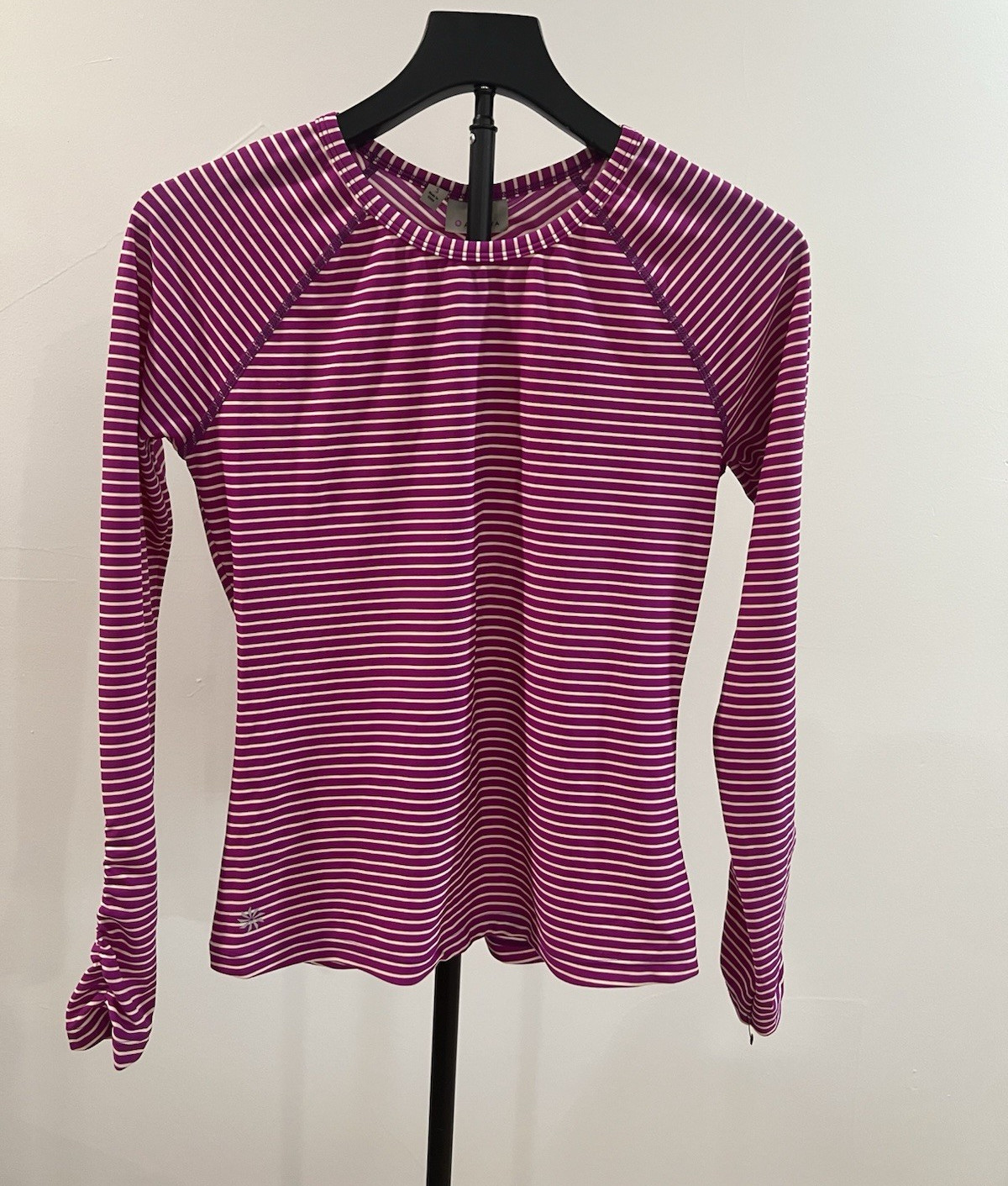 Athleta Women’s Athletic Top Purple/White Striped Size S Crew Neck Raglan