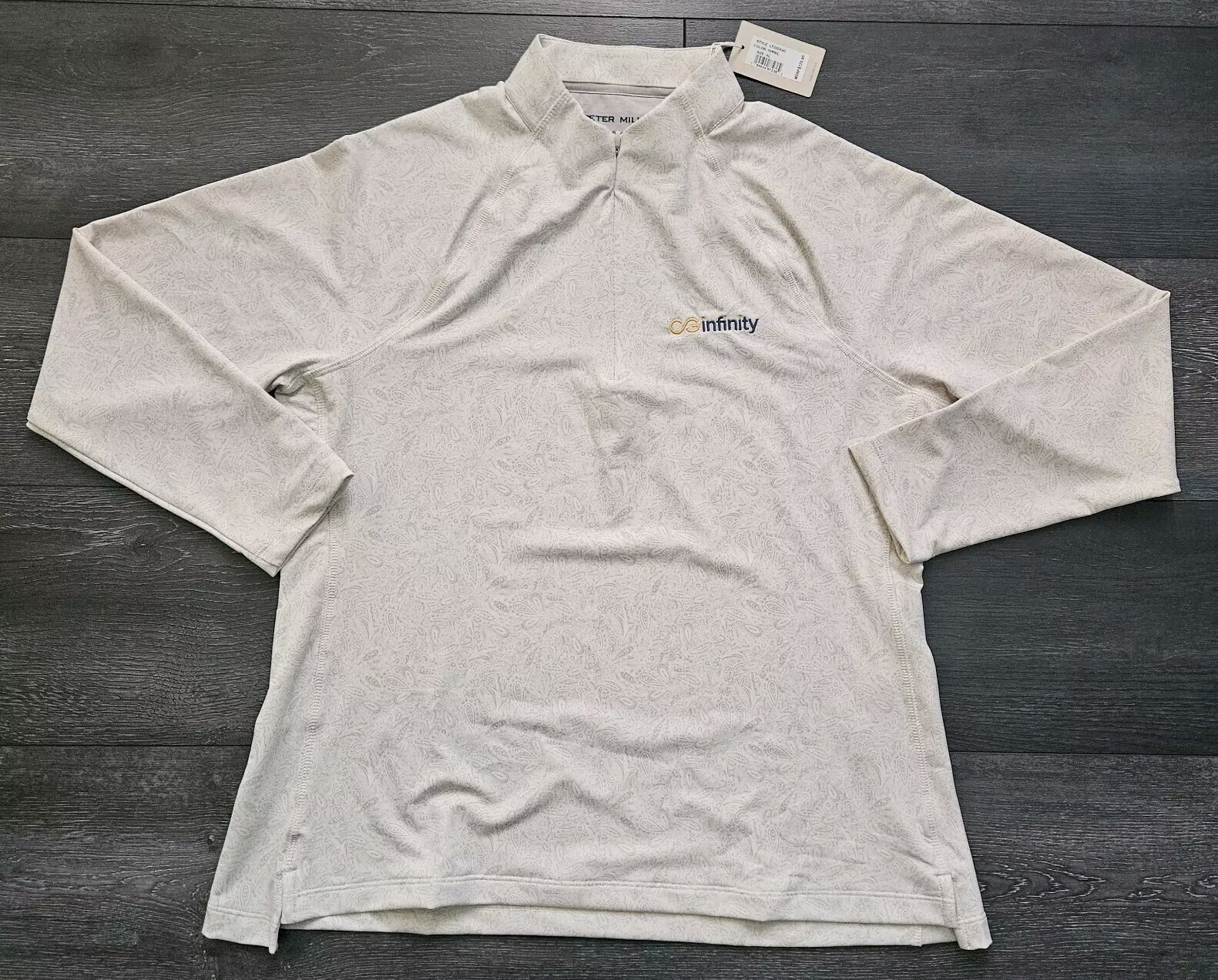 NWT Peter Millar Perth 1/4 Zip Pullover Women XL Ivory Paisley Golf Crown Sport