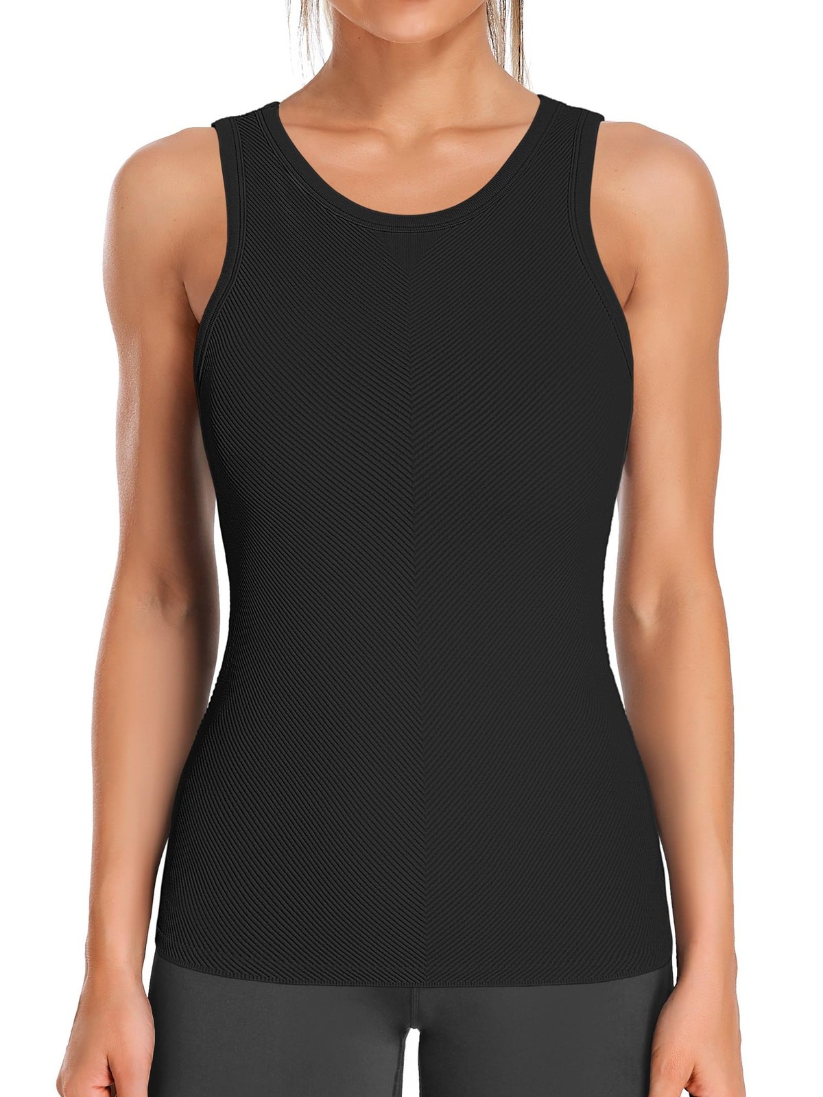 Ribflex Seamless Workout Tank Tops for Women Full Back Athletic Sports Shirts…