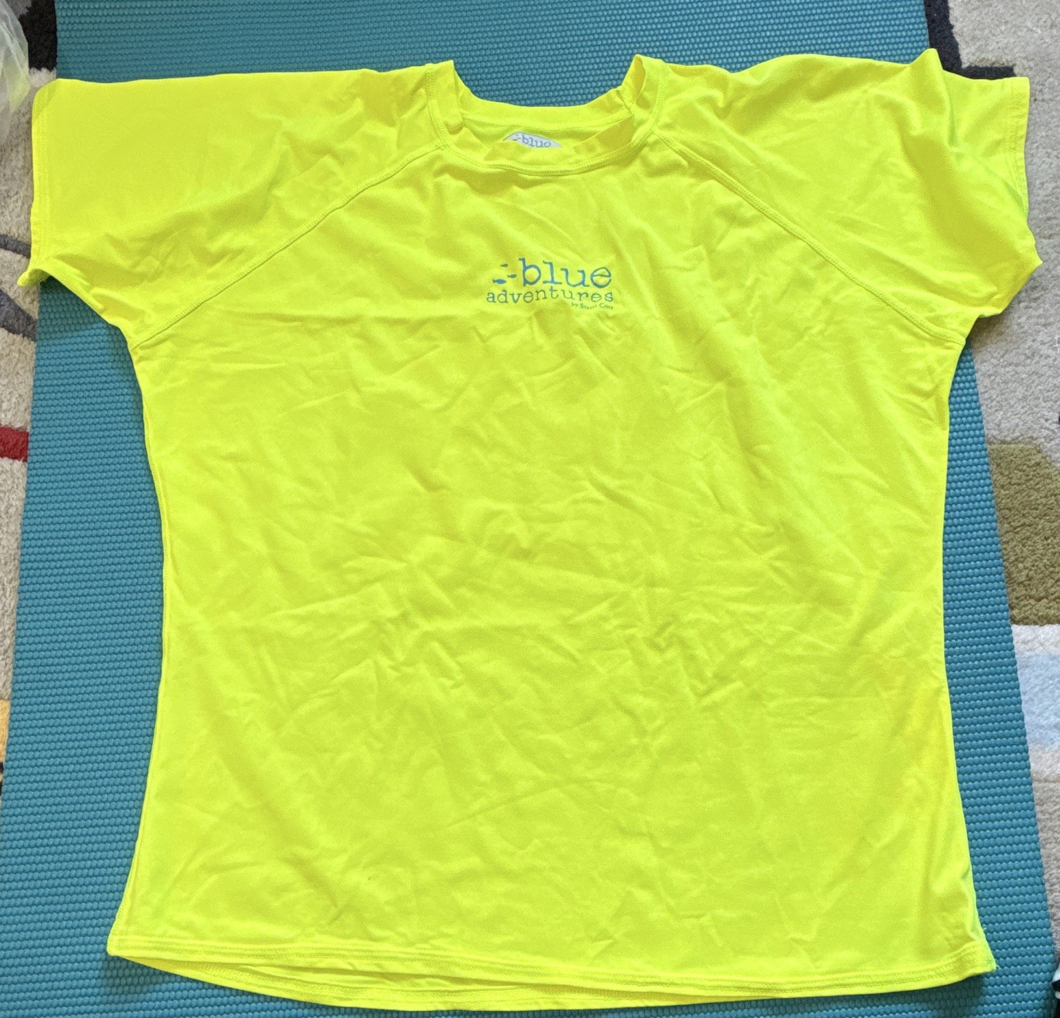 Blue Adventures Women’s Yellow Activewear T-Shirt XL Crew Neck Raglan Stretch