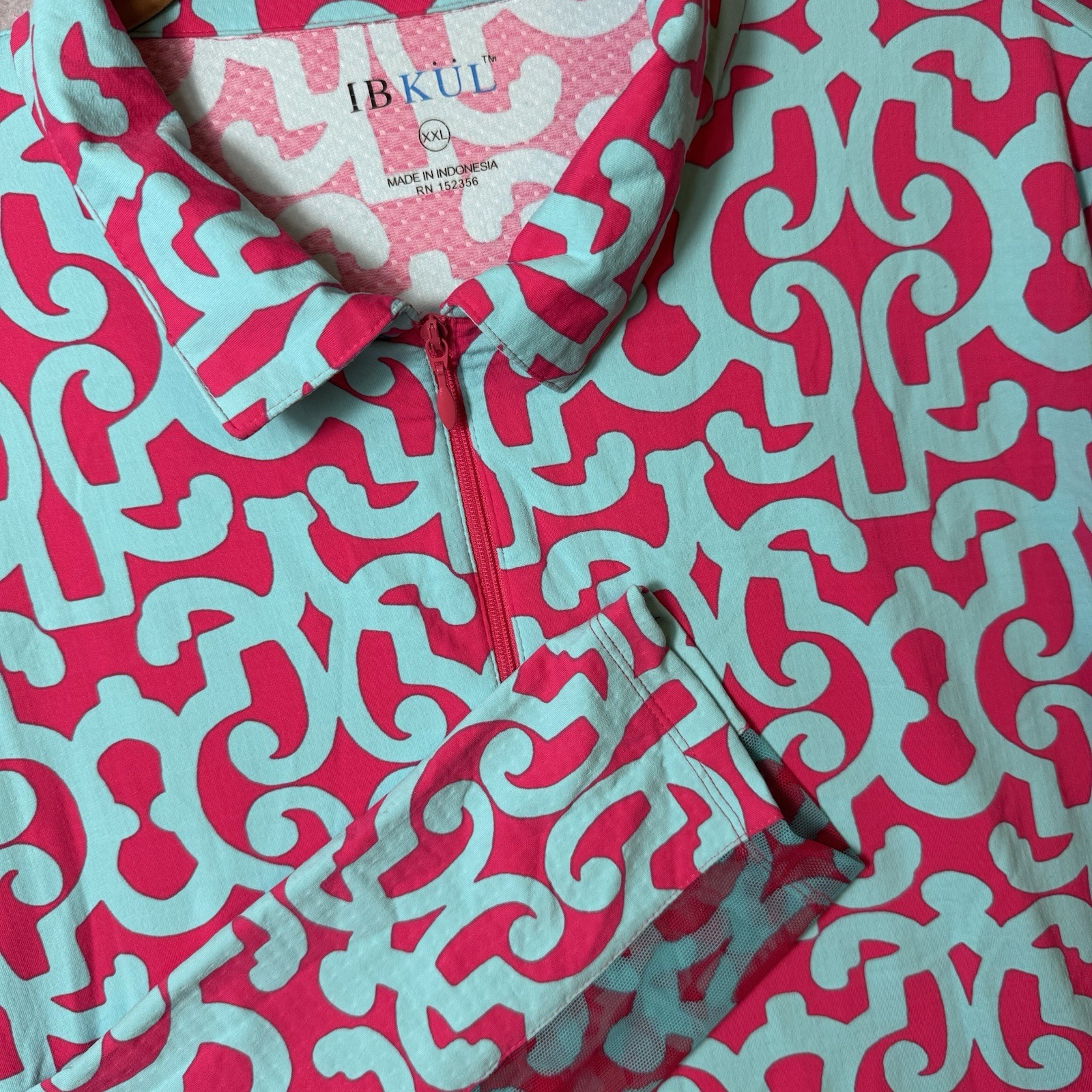 IBKUL 1/4 Zip Pullover Womens XXL 2XL Pink Blue Athleisure Golf Tennis