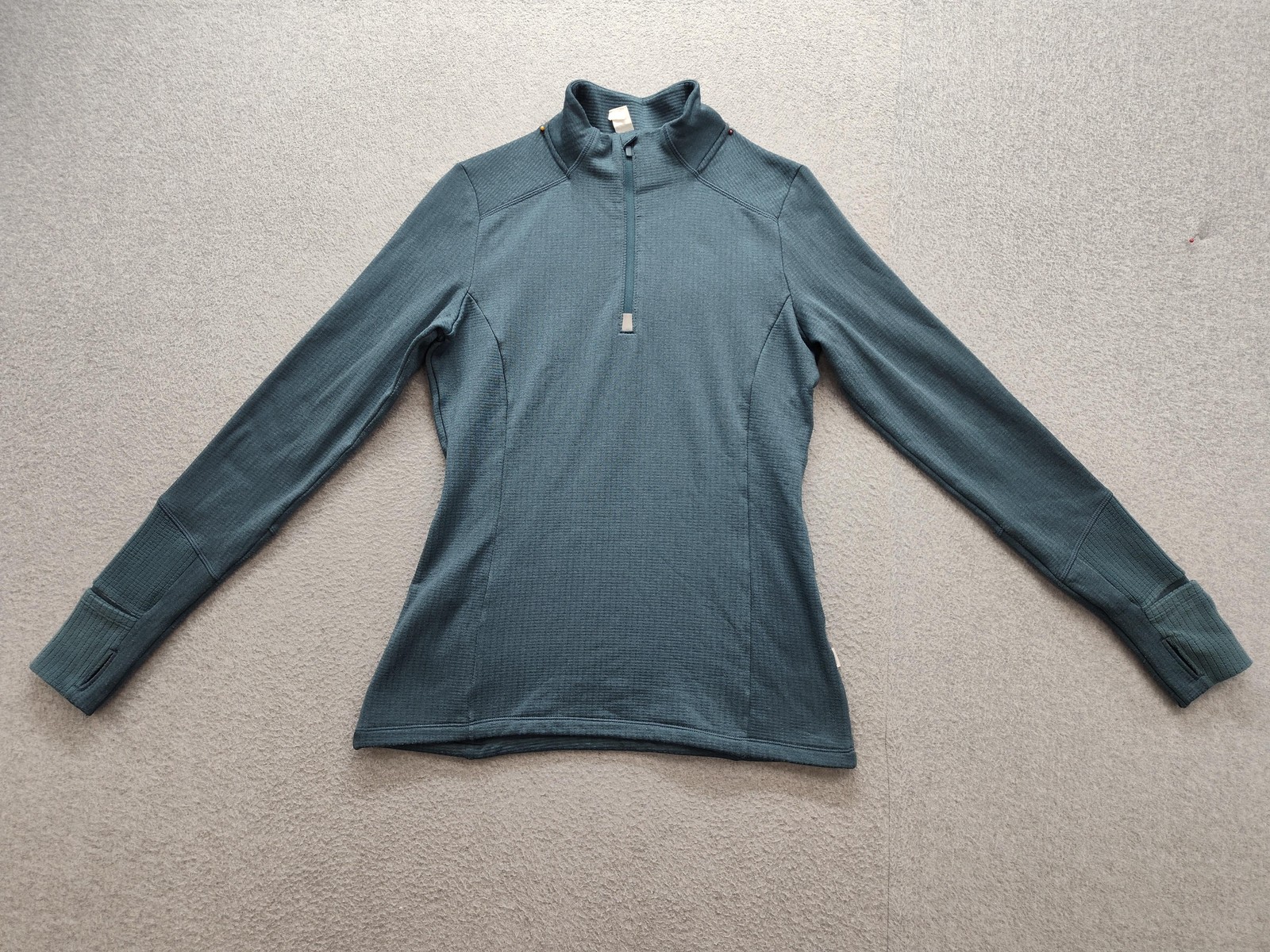 Mondetta Pullover Womens Medium Blue Thermal 1/4 Zip Mock Neck Long Sleeve Top