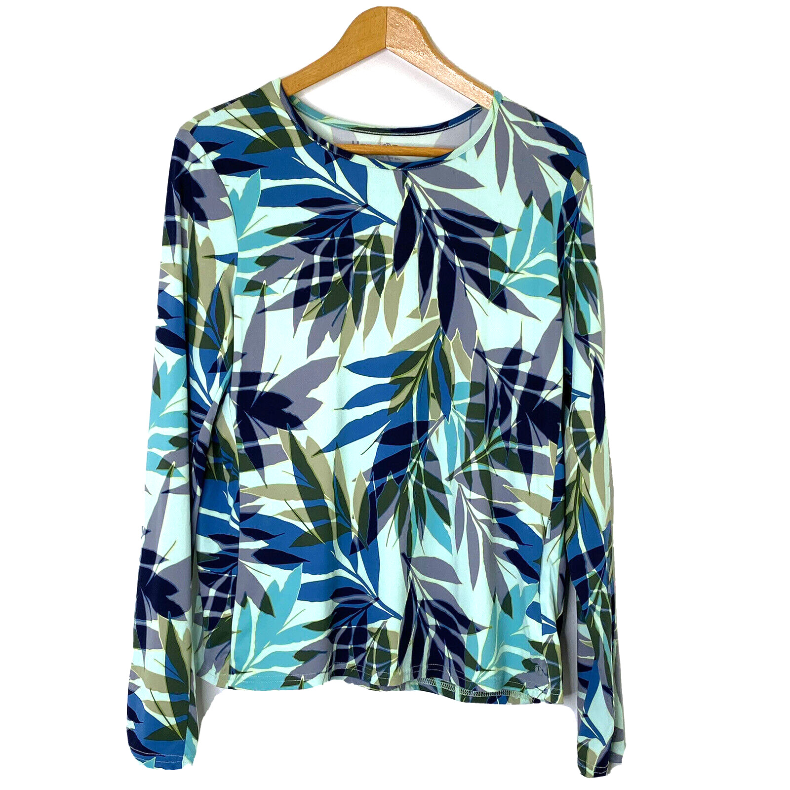 Hang Ten Sun Shirt Womens size XL Long Sleeved UV Protection UPF 50+ Aqua Blues