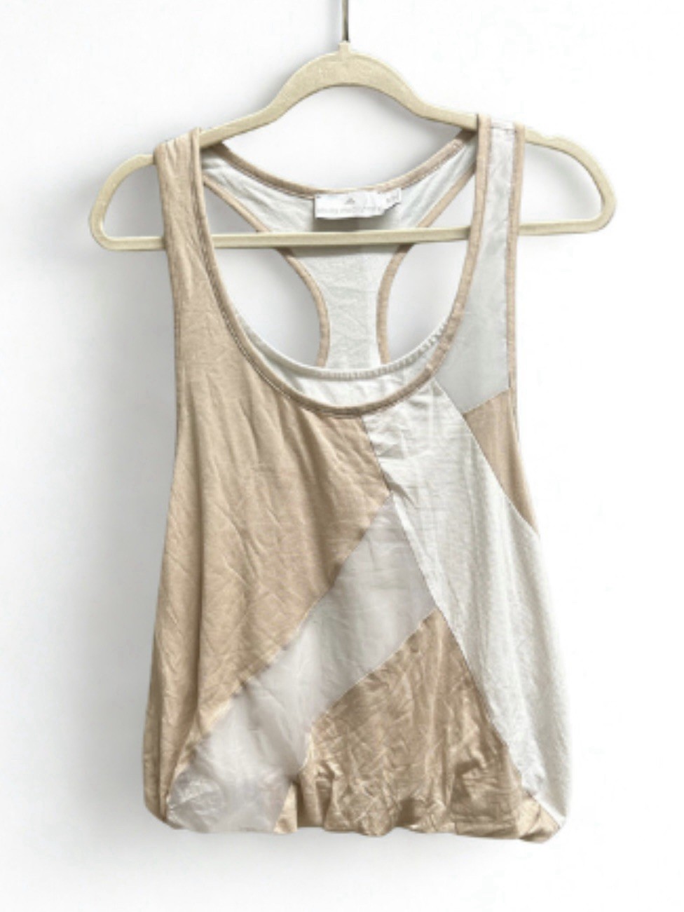 Adidas Stella McCartney Colorblock Patchwork Bubble Tank Top Size XS Beige EUC