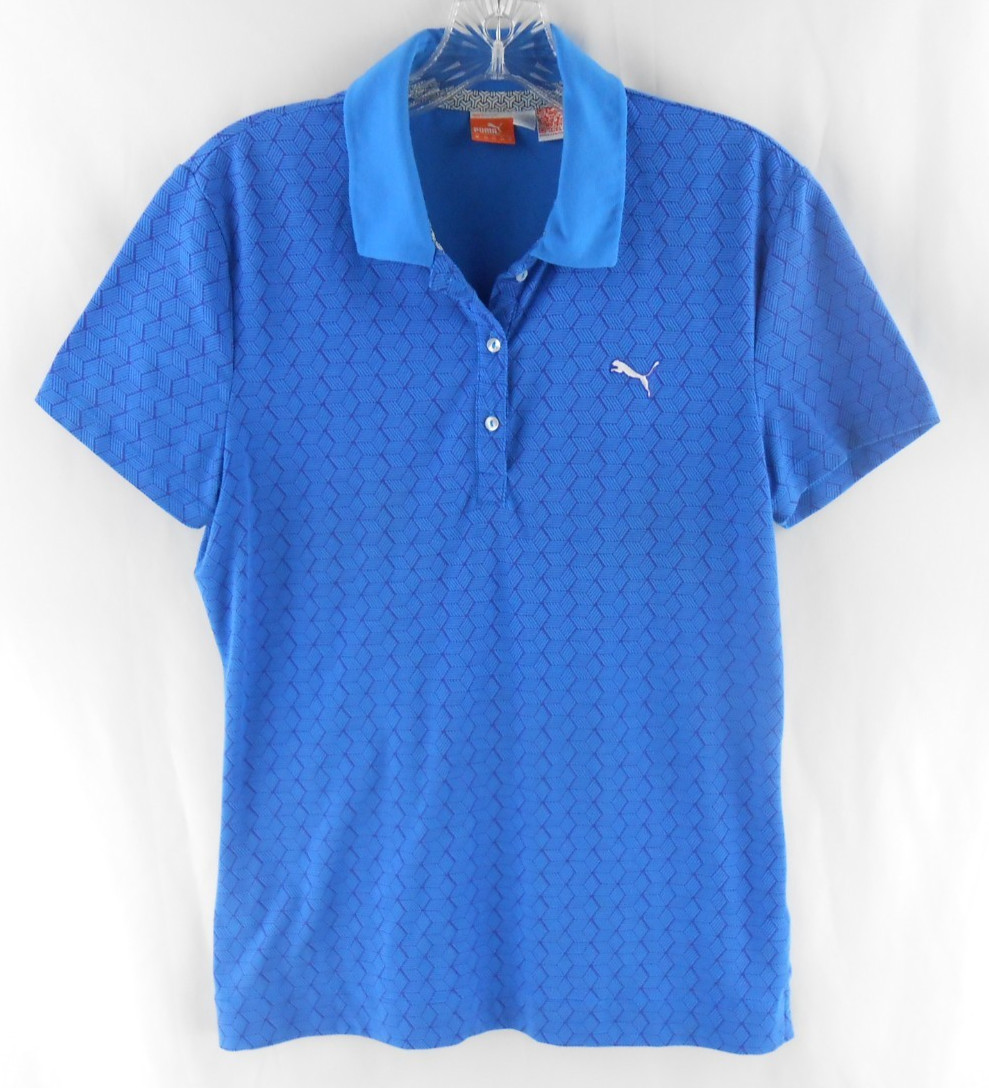 Puma Womens M Blue 3 Button Golf Polo Sportlifestyle Dry Cell Logo Top