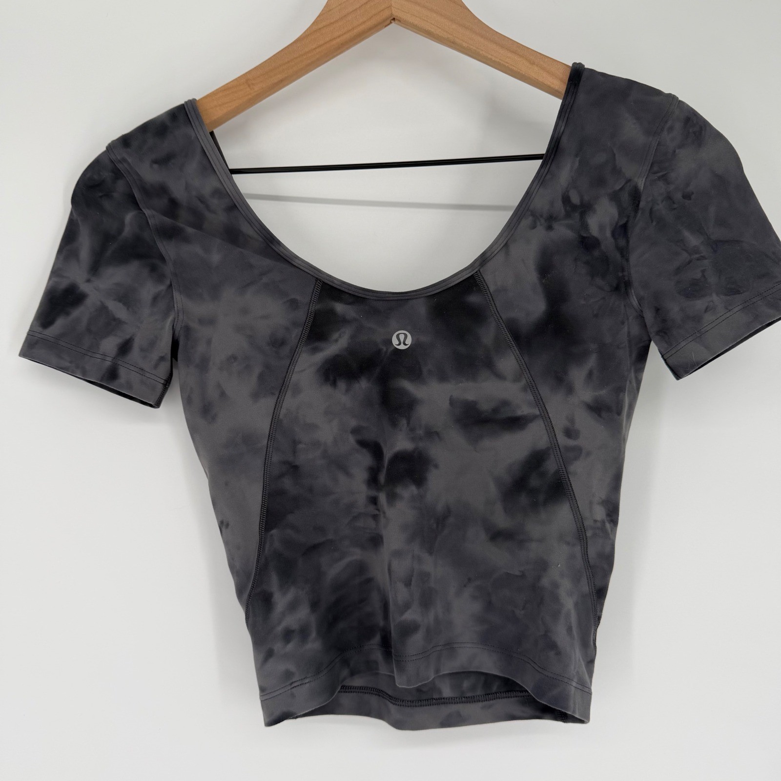 Lululemon Align Tee Size 2 Diamond Dye Graphite Grey Cropped Nulu Yoga Top