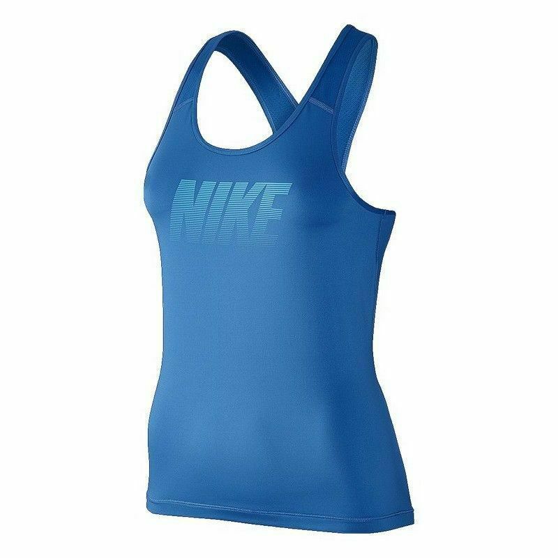 Nike Pro Dri Fit Hypercool Base Layer Tank Top Blue Small New Spellout Logo Y2K