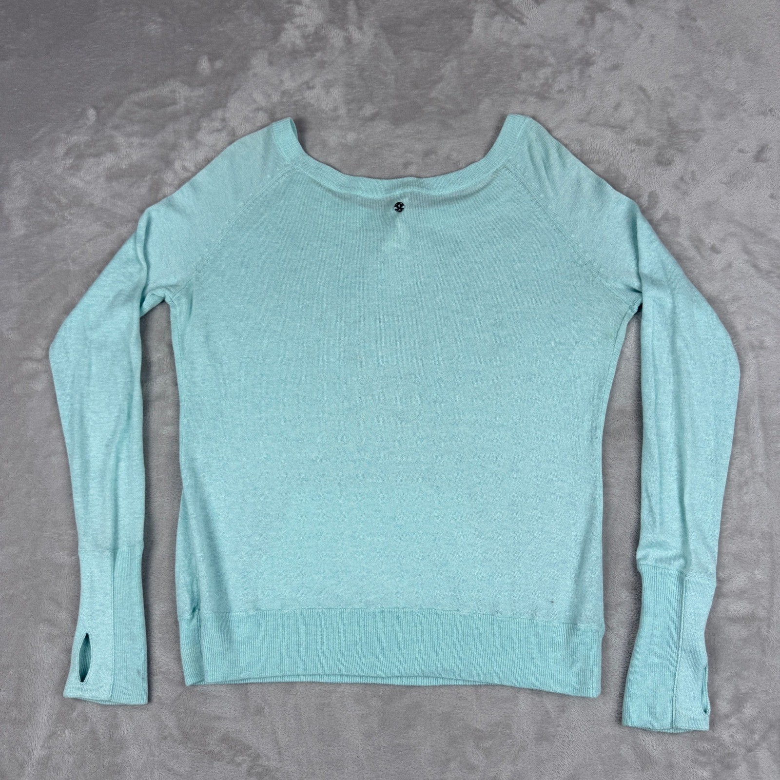 Lululemon Athletica Pullover Sweater Women 8 Aqua Blue Cashmere Blend Scoop Neck