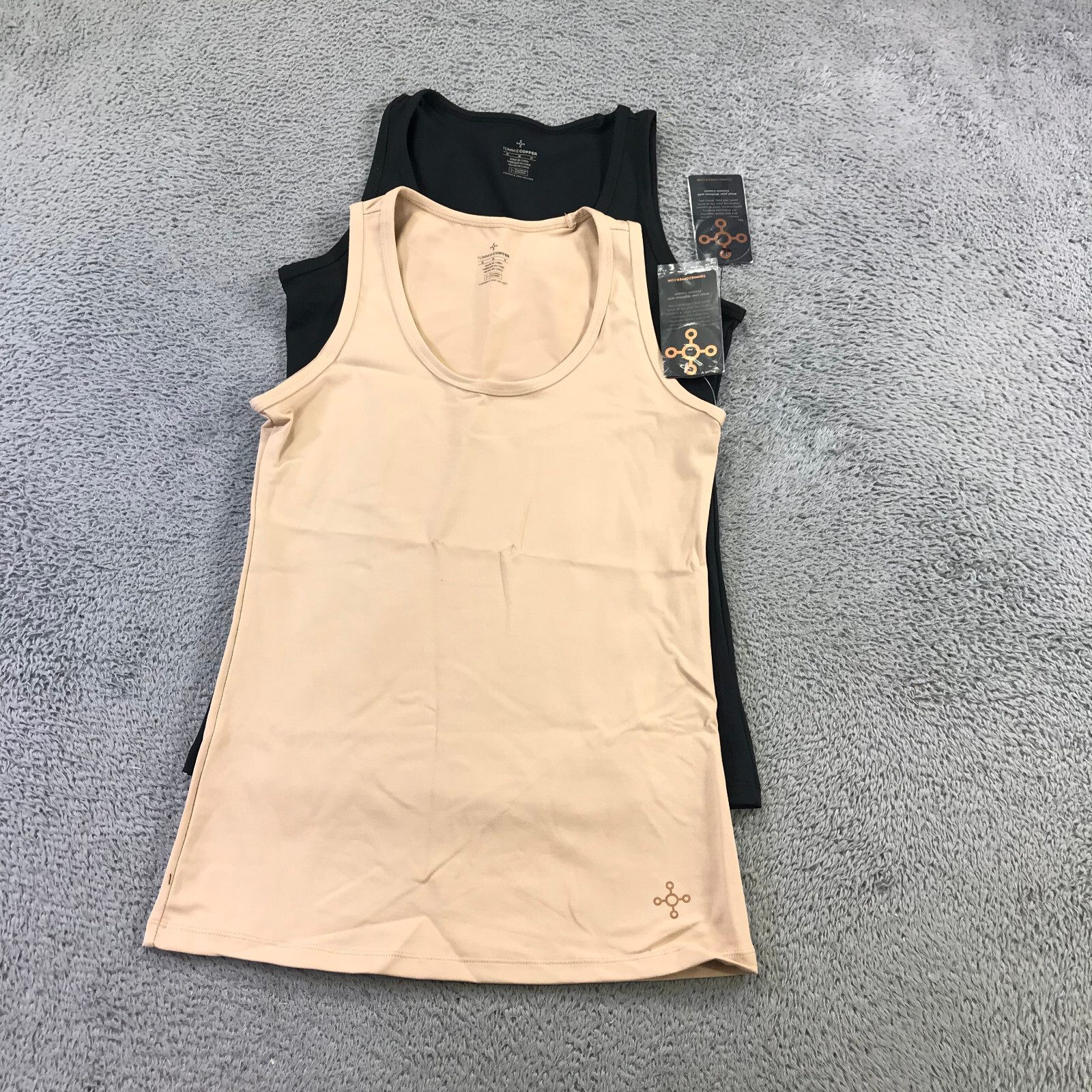 TOMMIE COPPER Tank Womens Medium 2 PACK Core Tank Top Black Beige NWT aasdsa