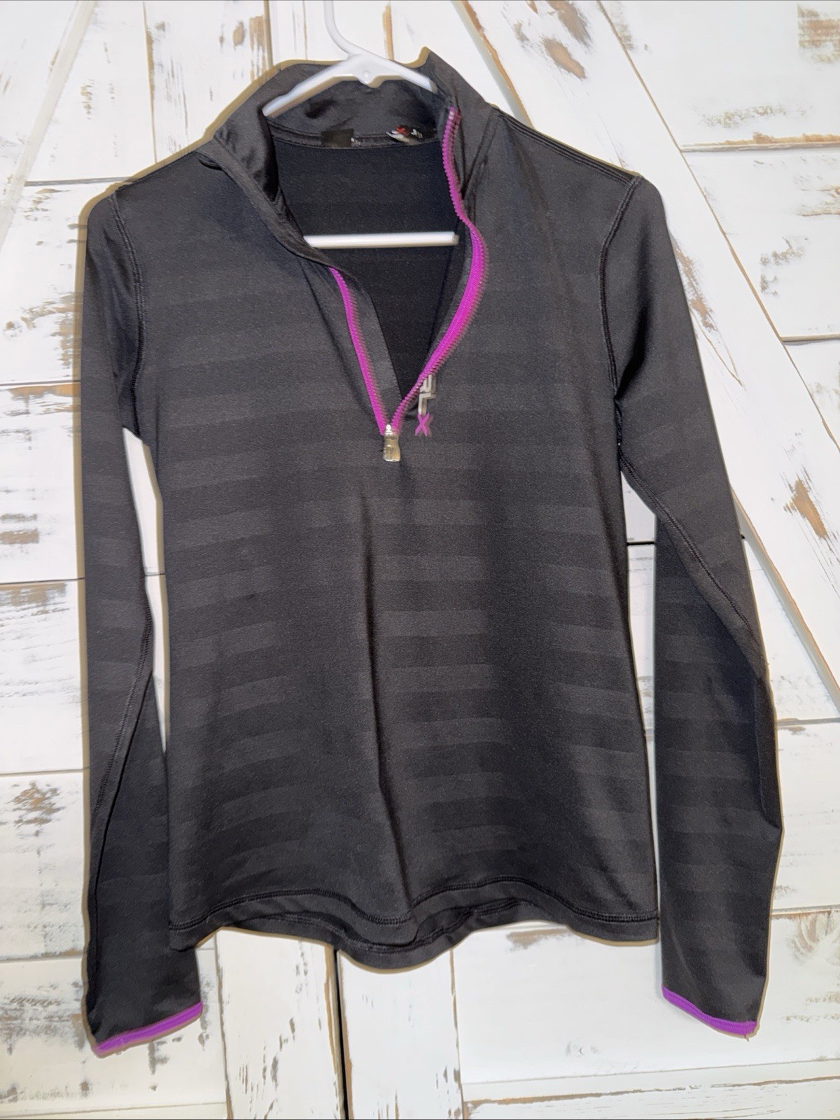 Ralph Lauren Womens Performance 1/4 Zip Black Purple UPF Golf Shirt Size Small