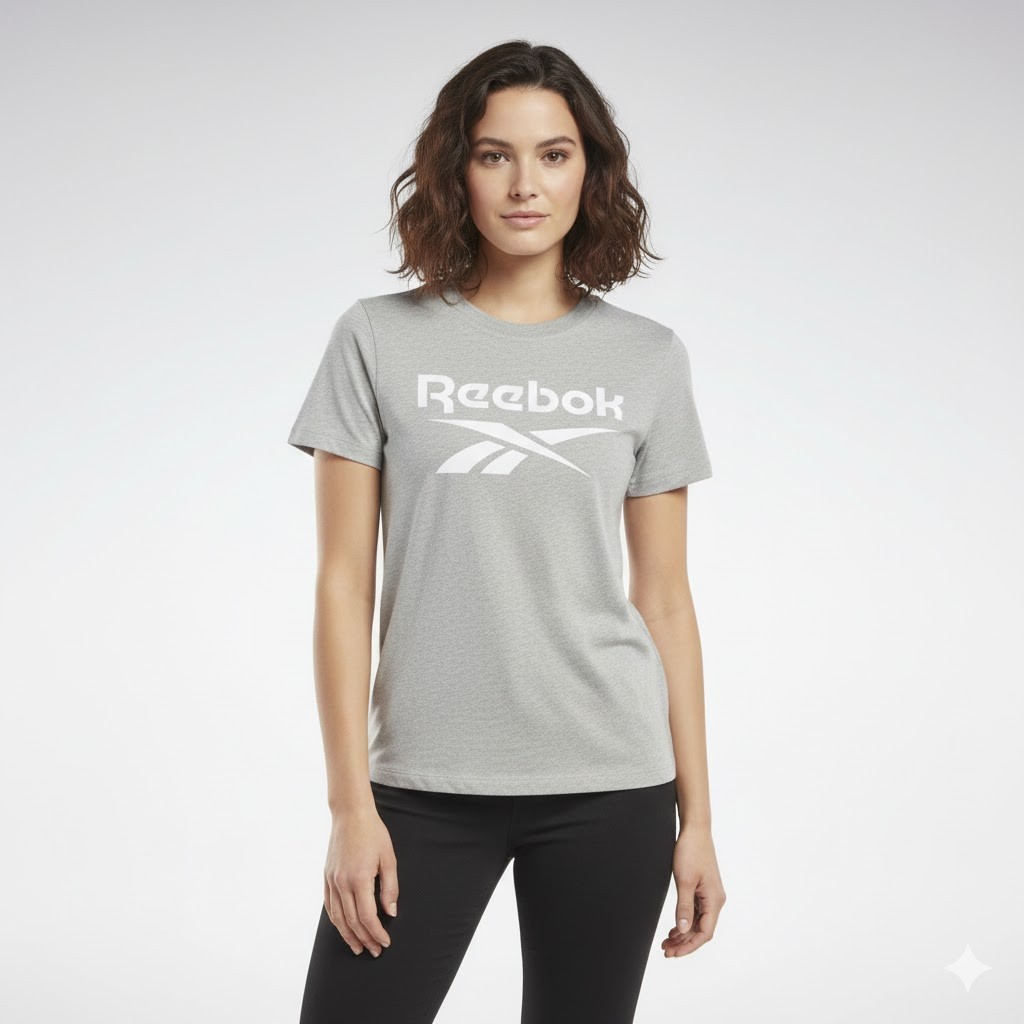 Reebok Identity Logo Short Sleeve T-Shirt Womens XS Medium Grey Heather Pullover