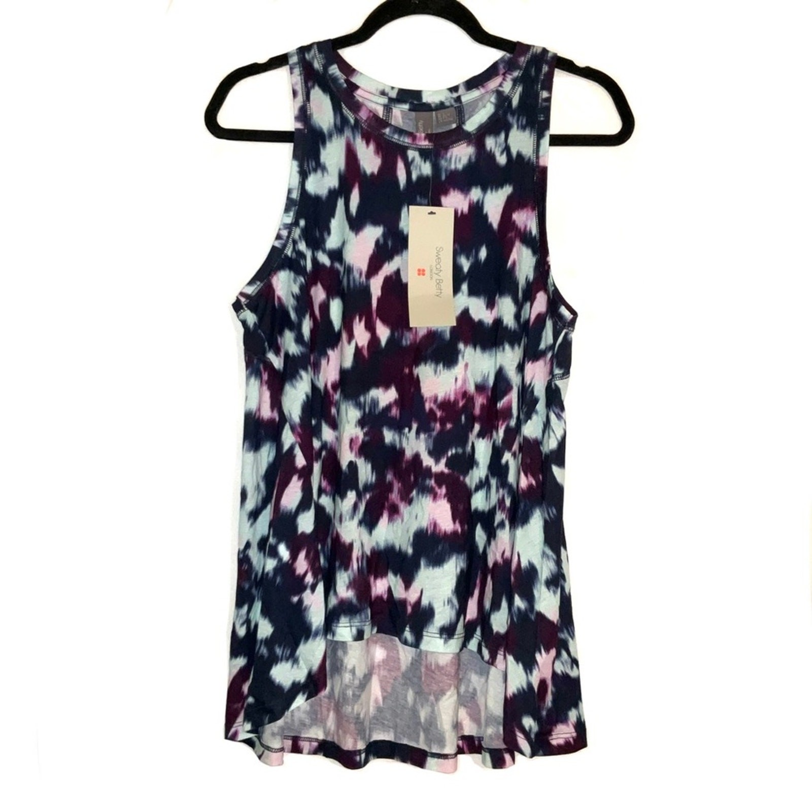 NWT Sweaty Betty Easy Peazy Blue Flow Print Oversized Tank SMALL