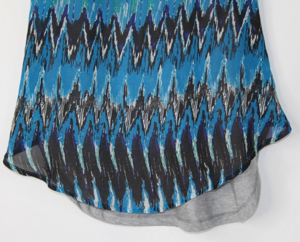 ESSENTIALS by FULL TILT WOMENS RACERBACK TANK TOP SZ L BLUE BLACK GREEN GRAY