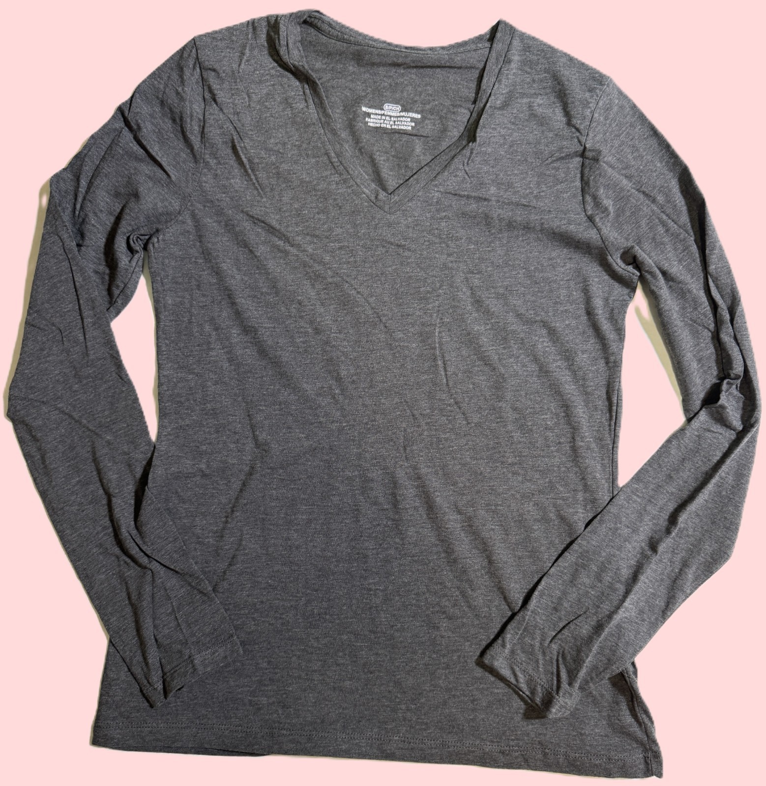 Gray V Neck Super Soft Lightweight Activewear Tee T Shirt Women’s Size S NEW