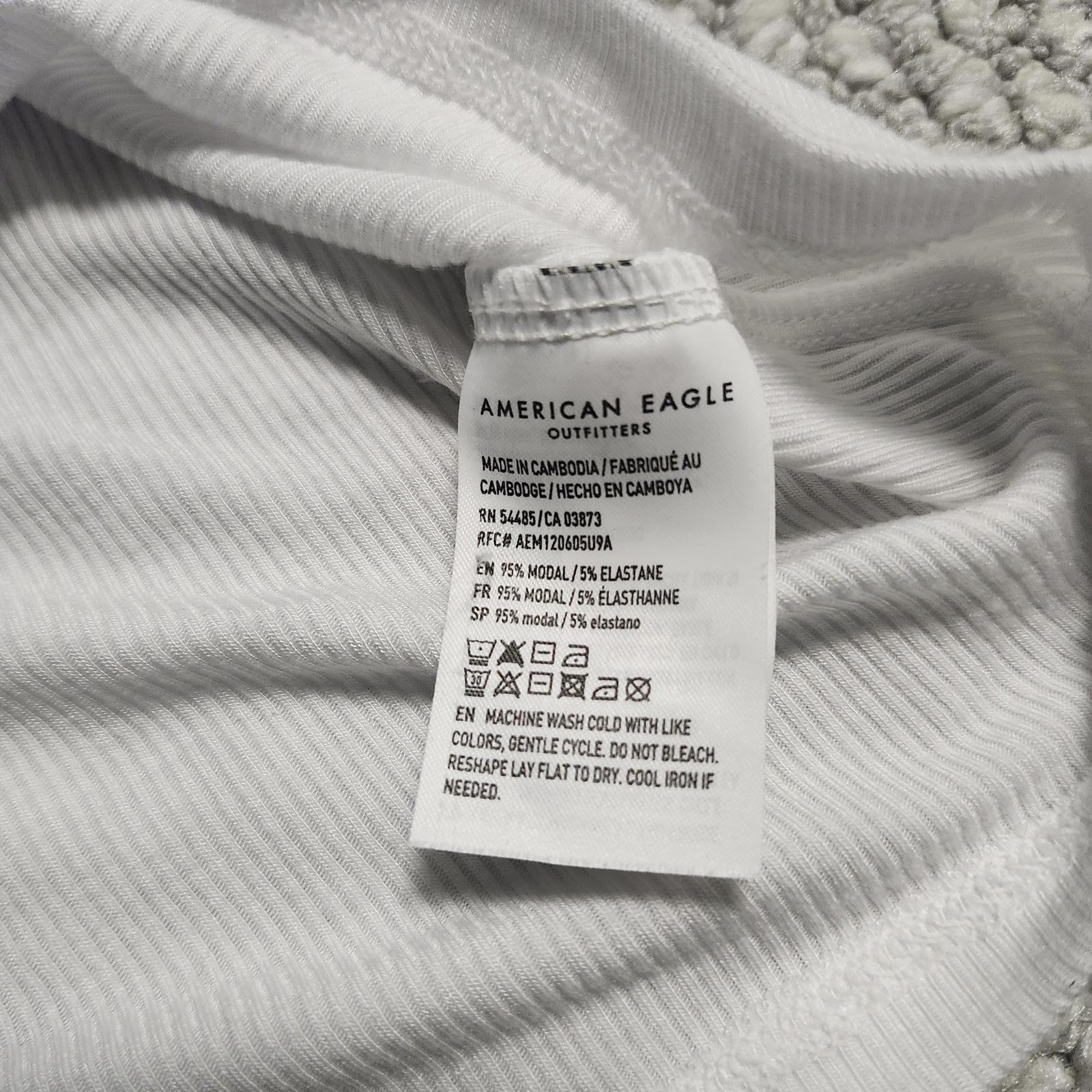 American Eagle Soft & Sexy Rib White Crop Top T-Shirt Large