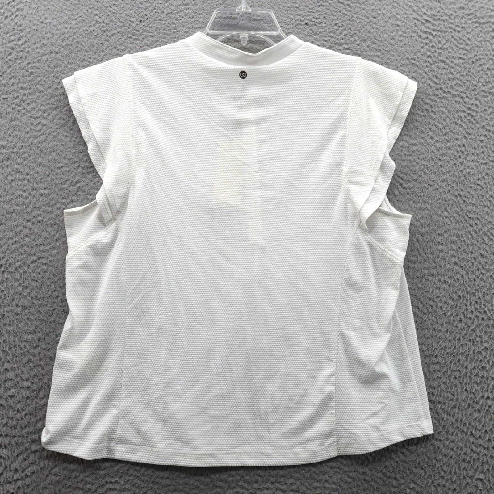 Calia Golf Renew Texture Cap Flutter Sleeve Zip Top Pure White XXL NEW
